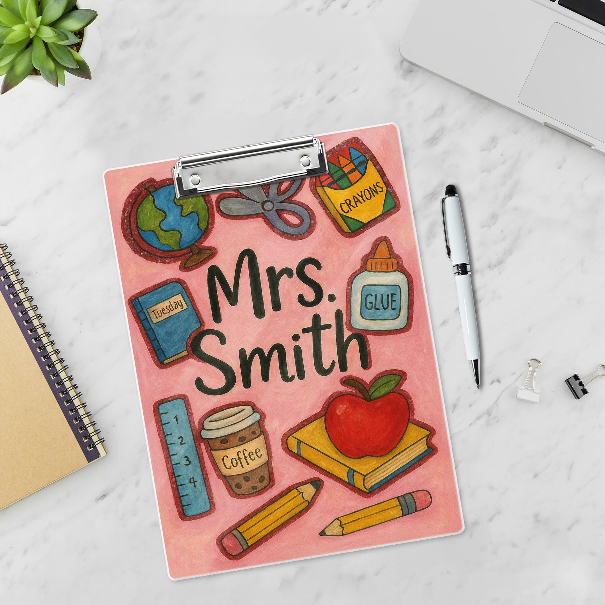 Custom Teacher Clipboard, Cute School Supply Design, Personalized Back to School Gift, Name Clipboard for Classroom, Fun Teacher Decor