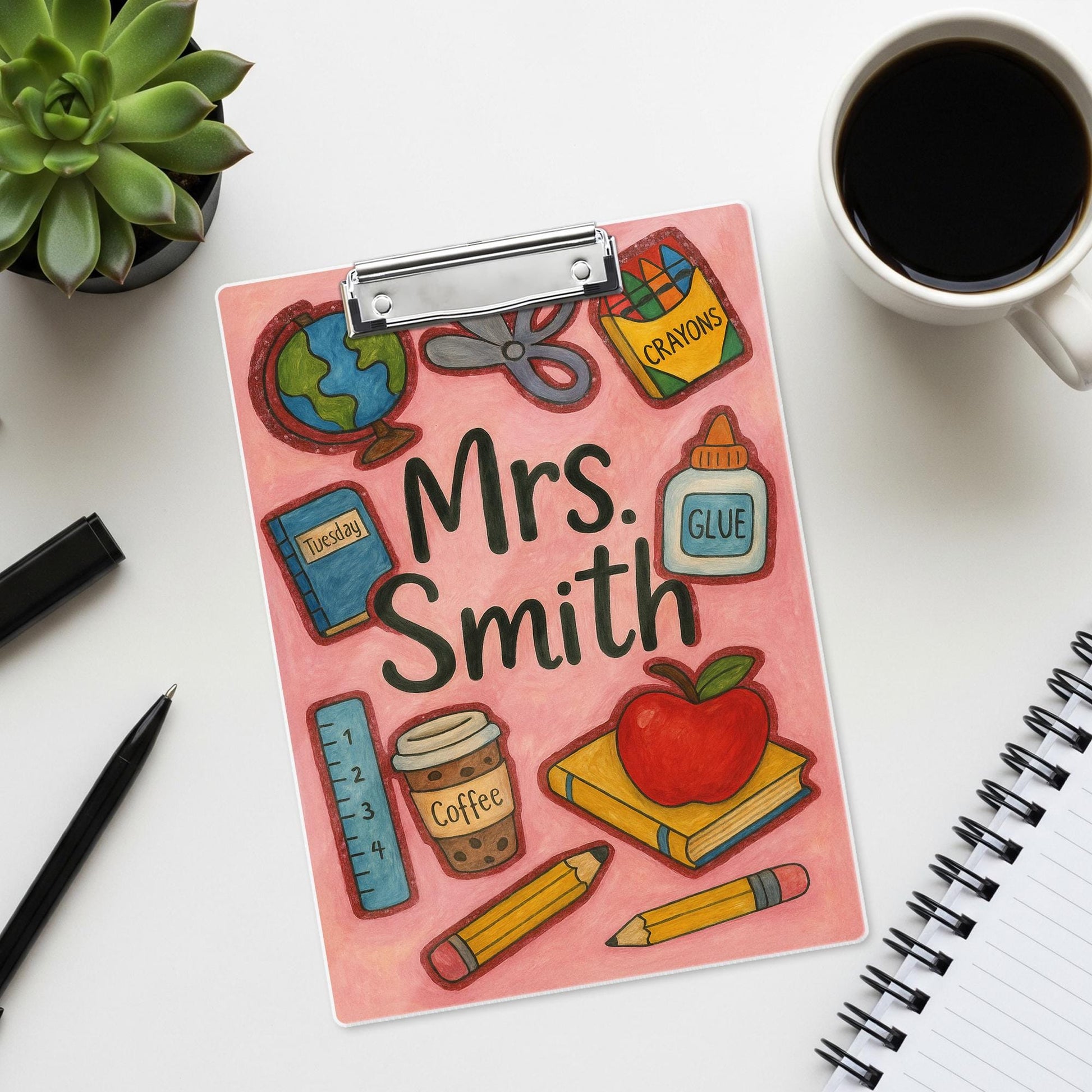 Custom Teacher Clipboard, Cute School Supply Design, Personalized Back to School Gift, Name Clipboard for Classroom, Fun Teacher Decor
