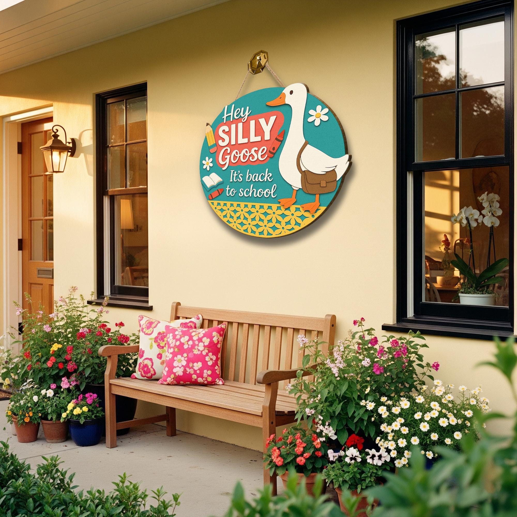 Funny "Hey Silly Goose" Back to School Sign – Classroom Door Hanger, Teacher Gift, First Day Decor