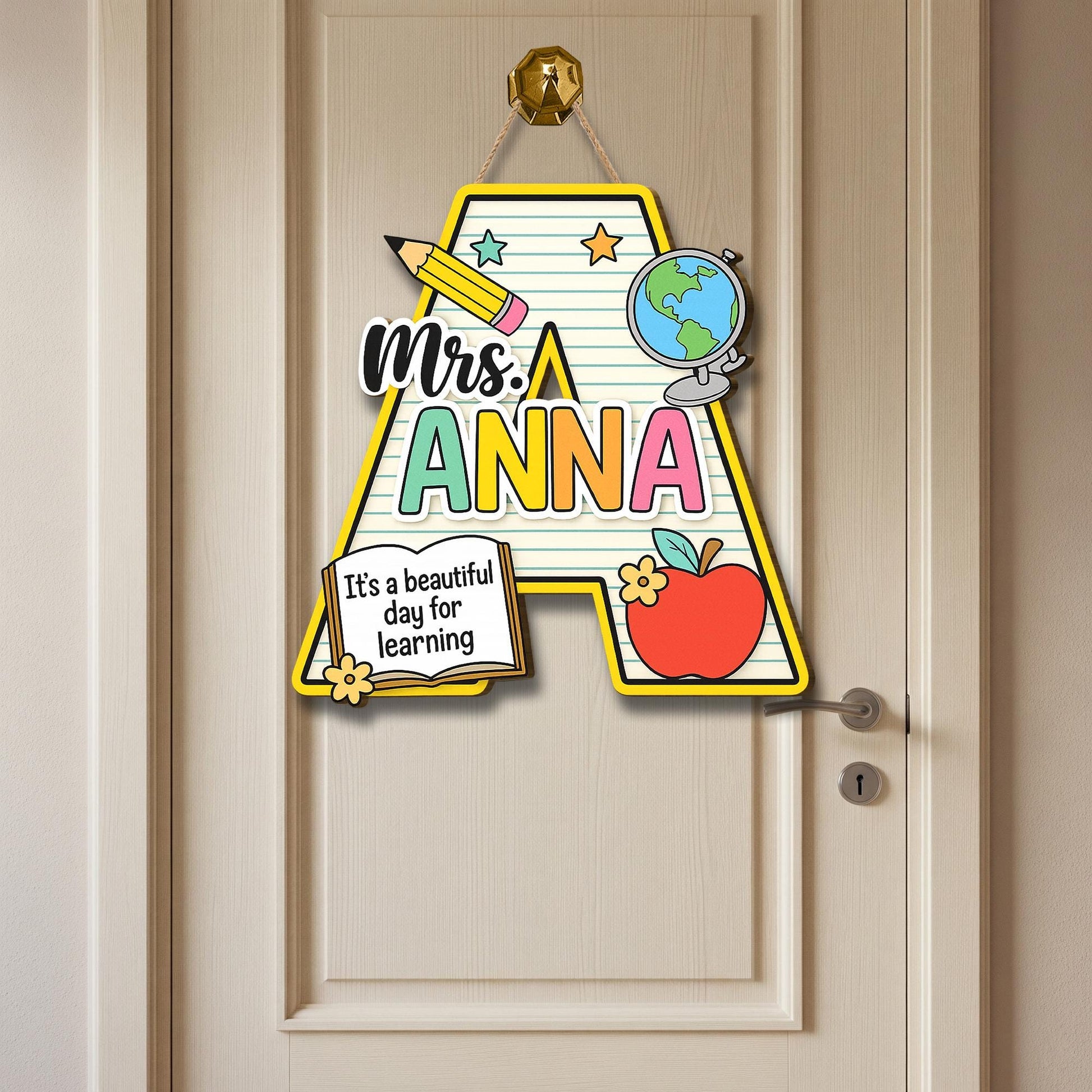Personalized Teacher Door Hanger | Custom Initial Classroom Sign | Teacher Welcome Sign | Back to School Decor | Teacher Gift