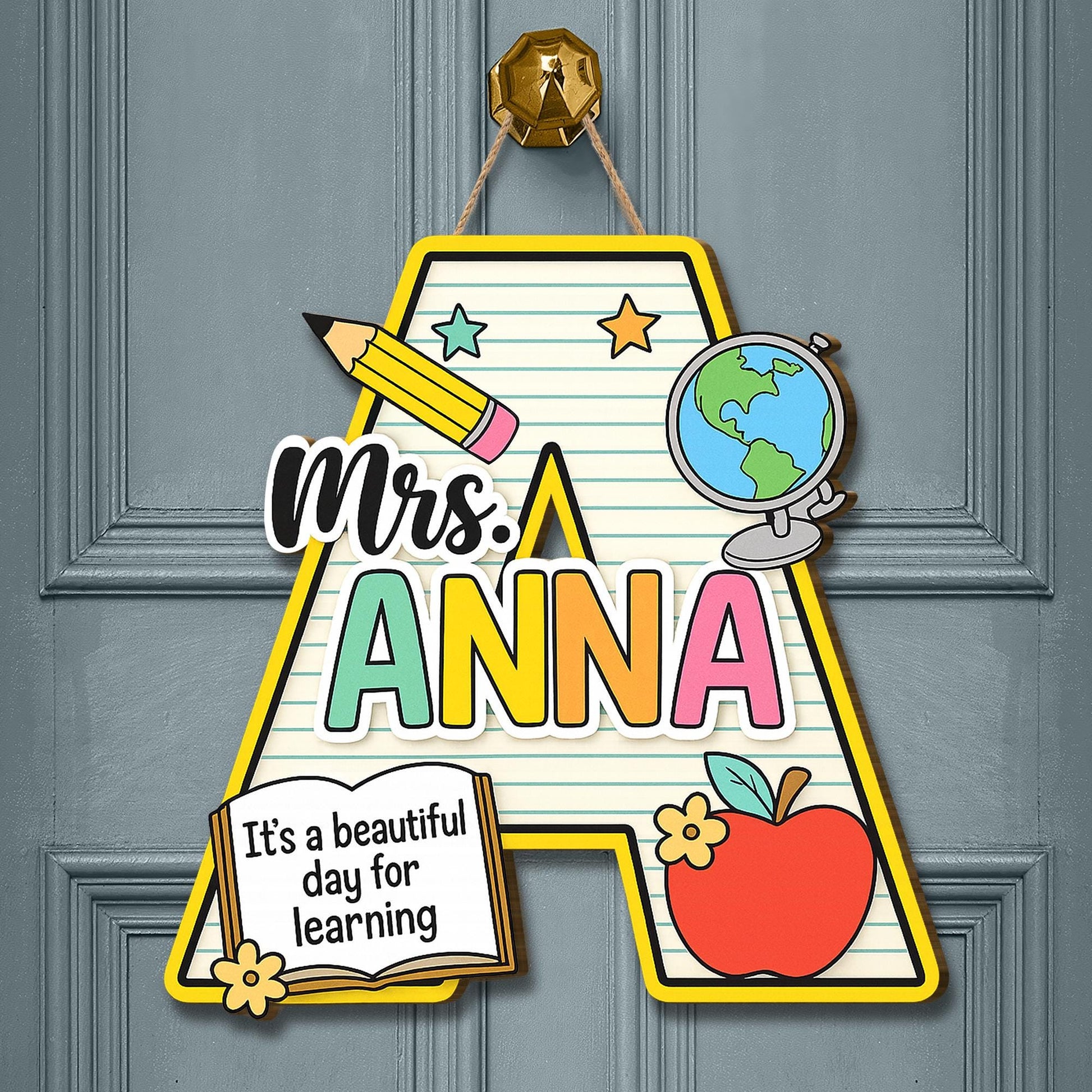 Personalized Teacher Door Hanger | Custom Initial Classroom Sign | Teacher Welcome Sign | Back to School Decor | Teacher Gift