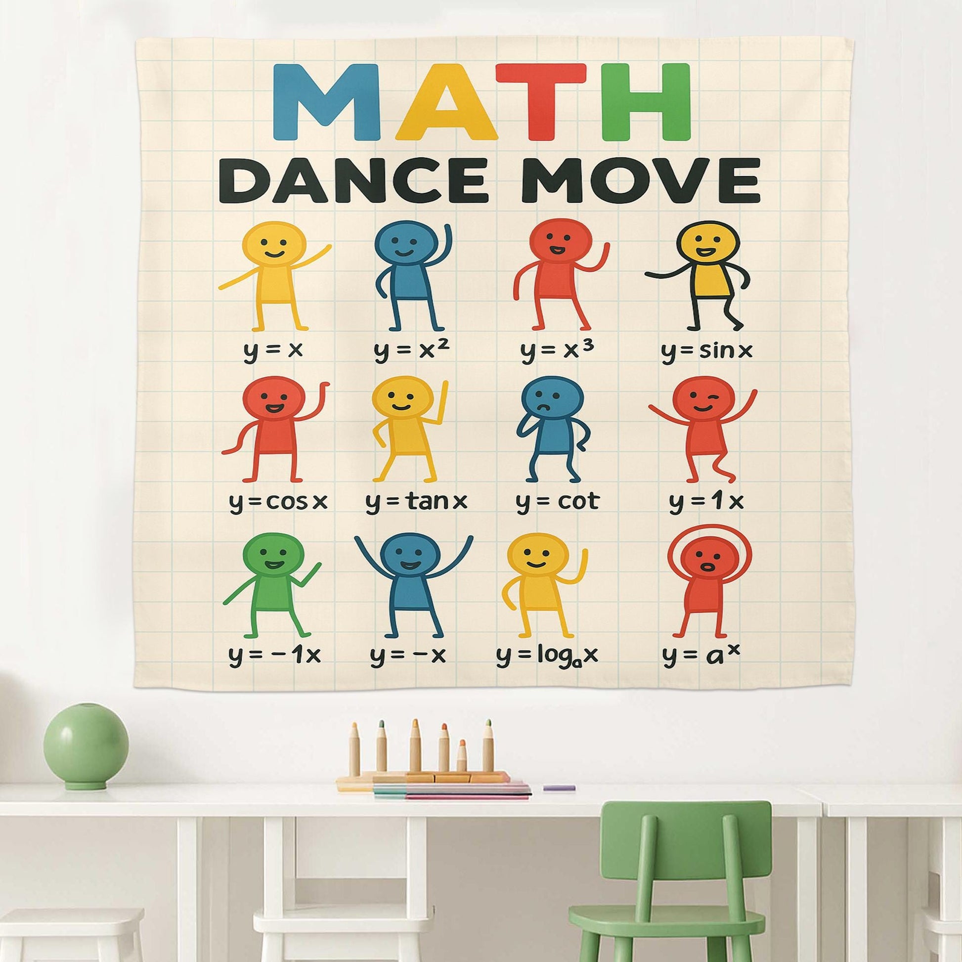 Math Dance Move Tapestry, Funny Classroom Poster, Algebra Wall Decor, Teacher Math Banner, Graph Functions Art, School Math Display