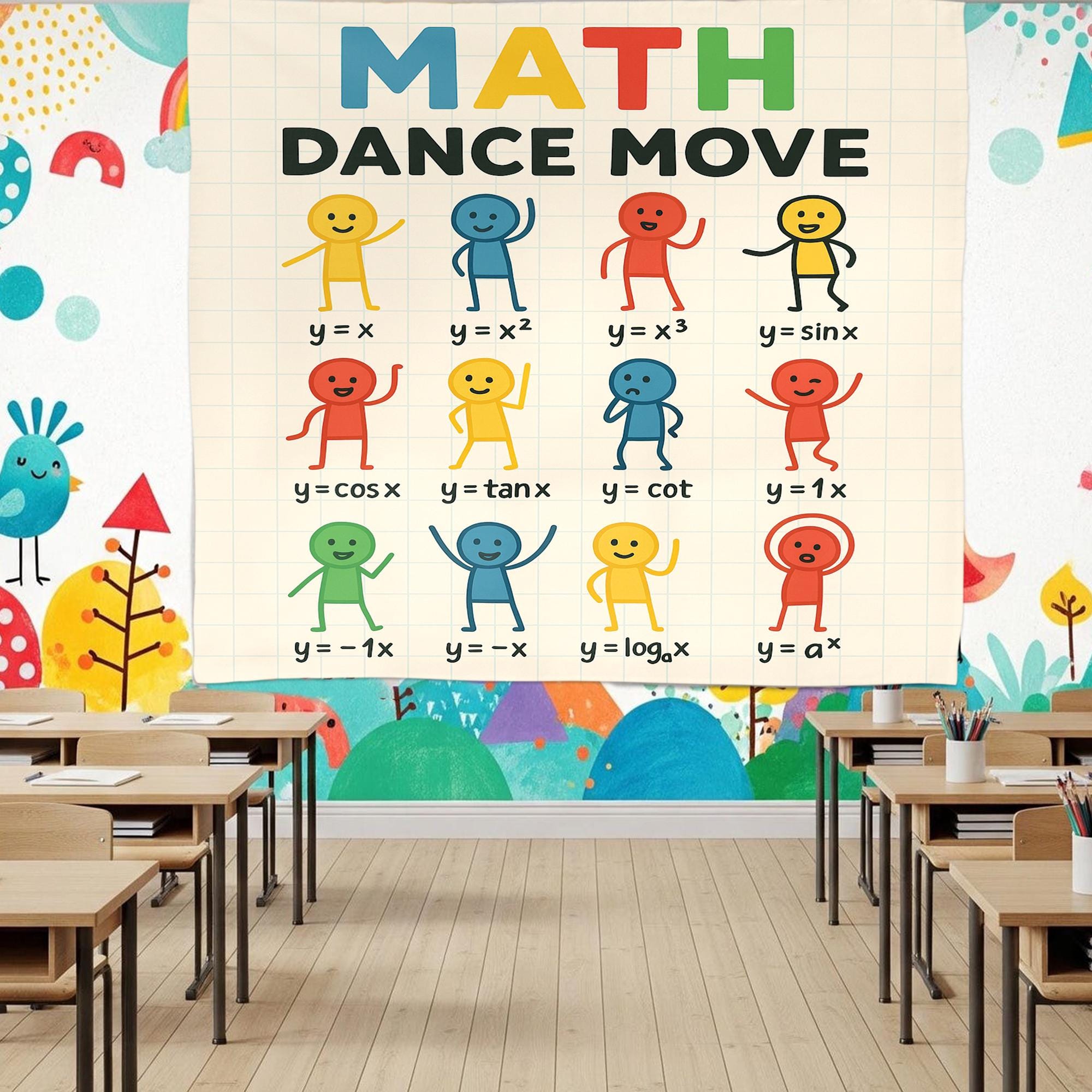 Math Dance Move Tapestry, Funny Classroom Poster, Algebra Wall Decor, Teacher Math Banner, Graph Functions Art, School Math Display