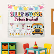 Funny Silly Goose Back to School Tapestry, Classroom Decor, Duck School Banner, Teacher Wall Art, Preschool Welcome Sign