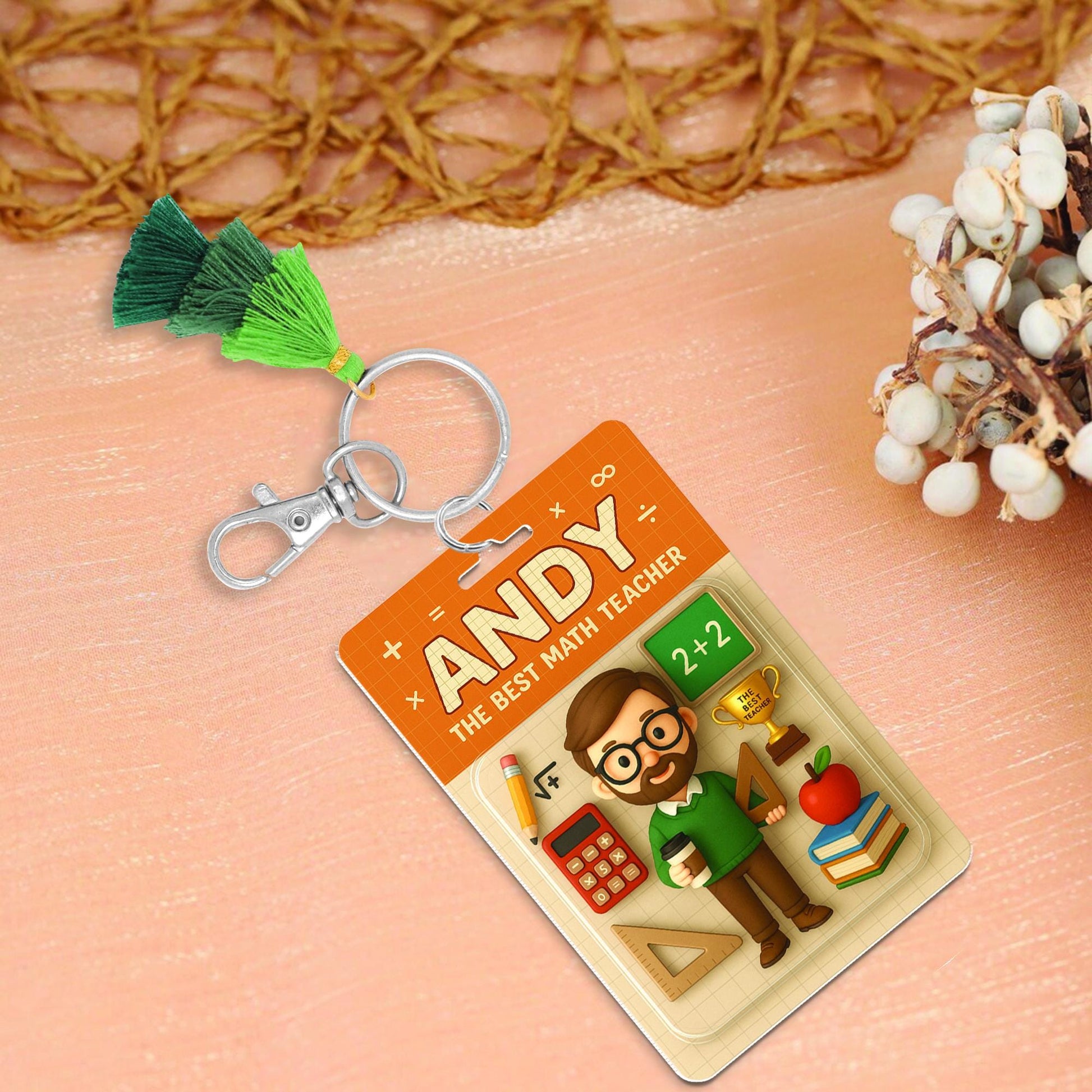 Custom Teacher Keychain, Personalized Photo Key Ring, Math Teacher Gift, Back to School Keychain, Teacher Appreciation Accessory
