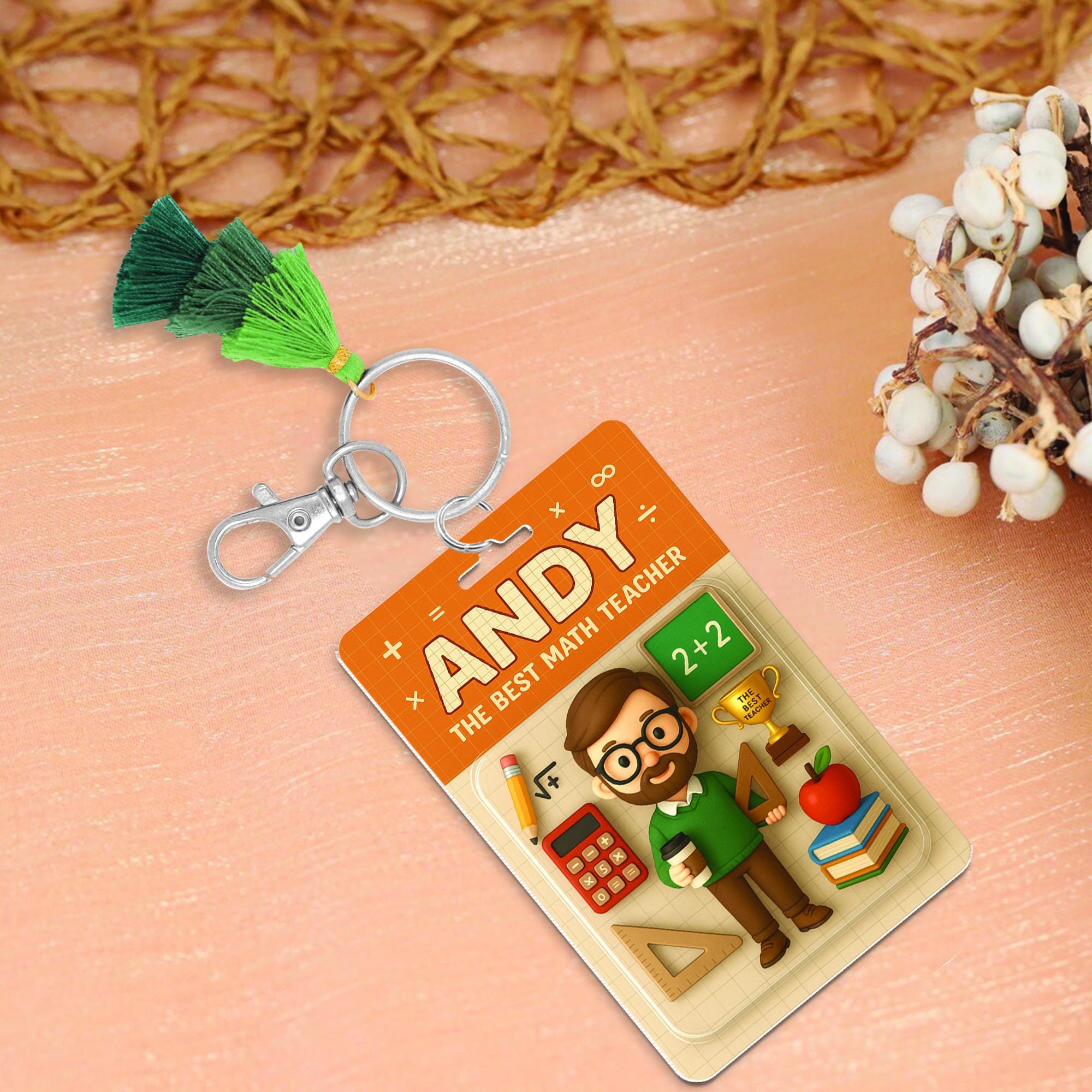 Custom Teacher Keychain, Personalized Photo Key Ring, Math Teacher Gift, Back to School Keychain, Teacher Appreciation Accessory