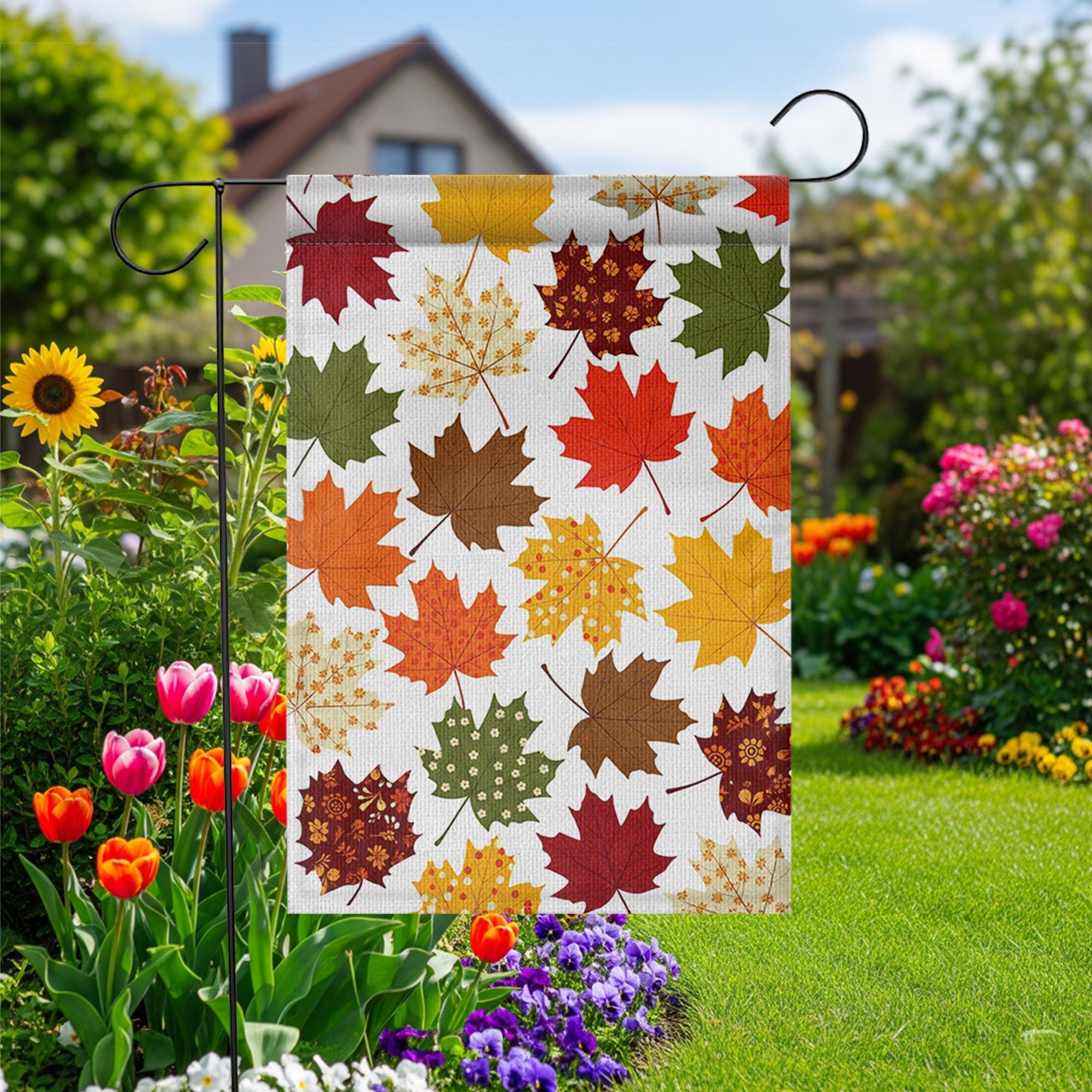Fall Maple Leaf Garden Flag | Autumn Outdoor Yard Decor | Double-Sided Seasonal Banner | Thanksgiving Porch Flag | Leaf Pattern Sign