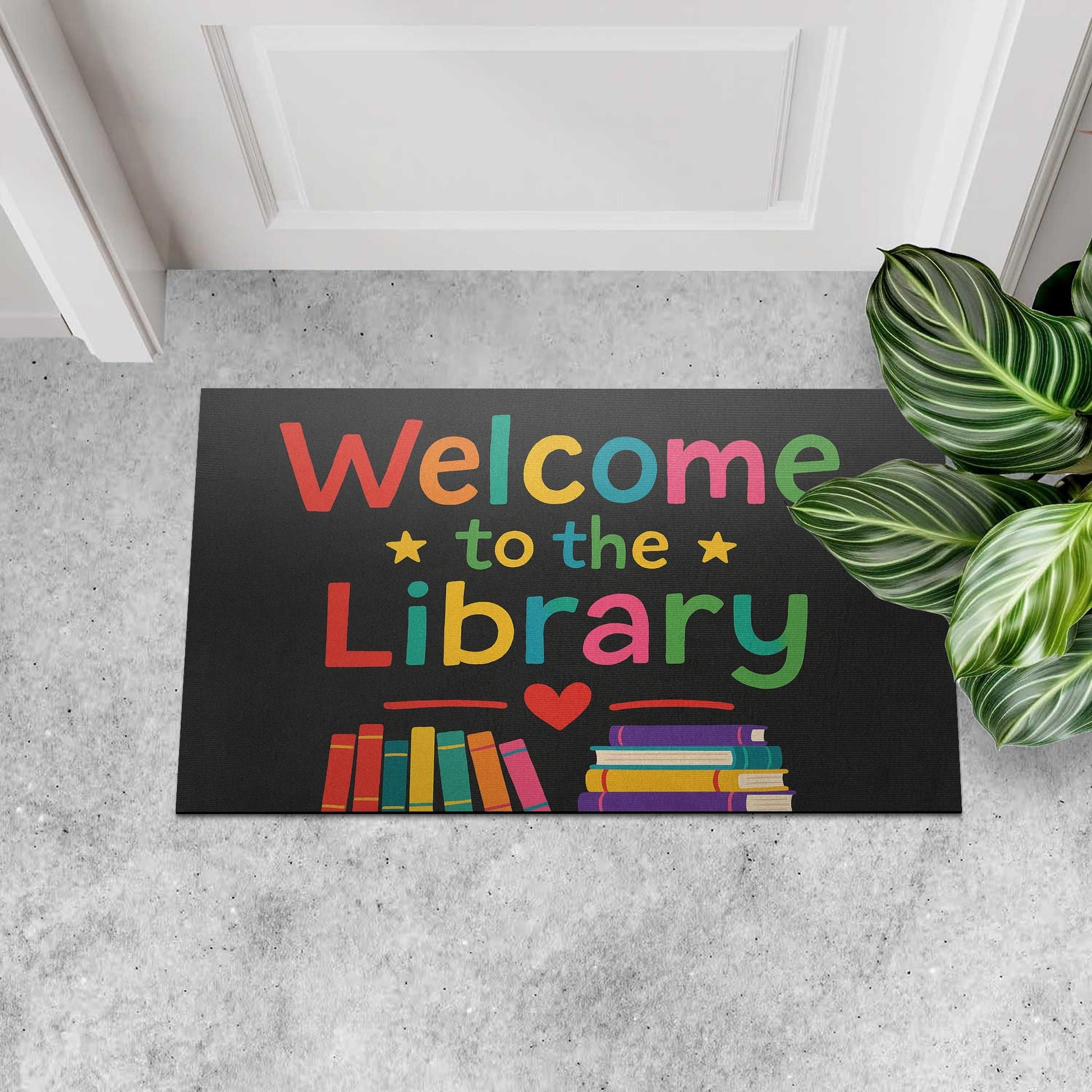 Welcome to the Library Doormat, School Library Rug, Colorful Book Mat, Reading Corner Decor, Librarian Gift, Classroom Entry Rug