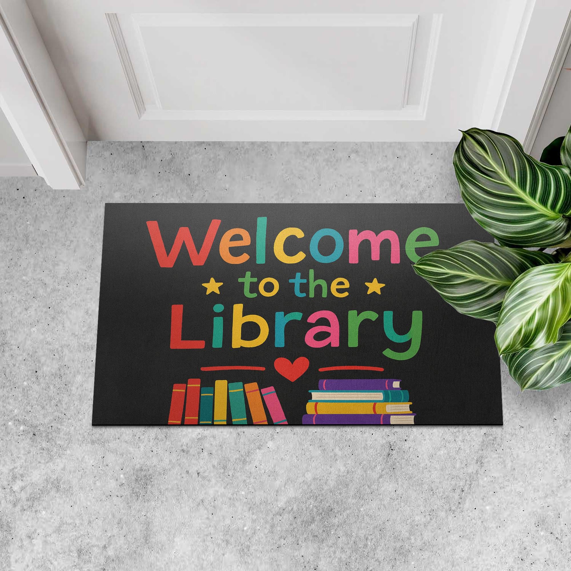 Welcome to the Library Doormat, School Library Rug, Colorful Book Mat, Reading Corner Decor, Librarian Gift, Classroom Entry Rug