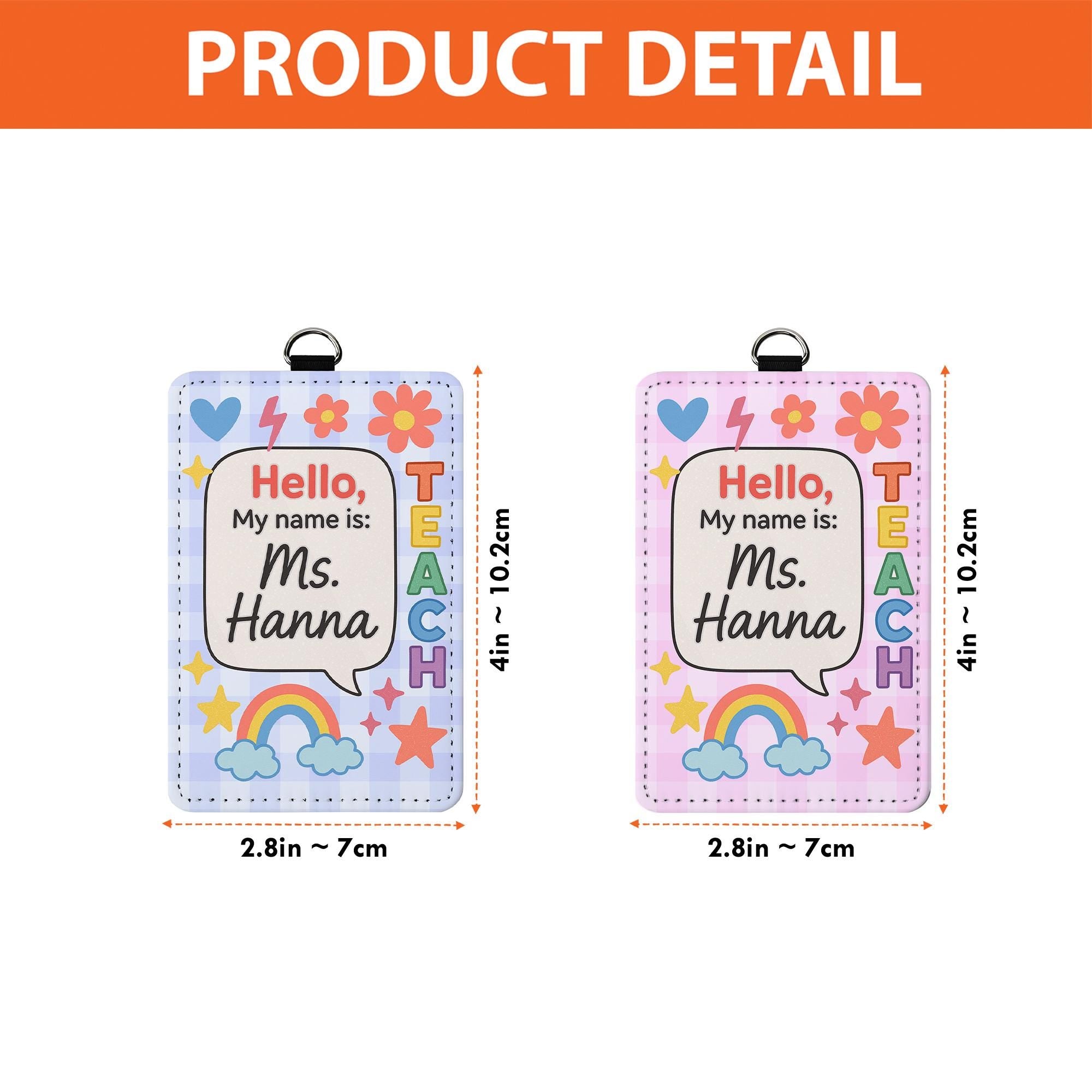 Personalized Teacher Name Badge, Cute Classroom ID Holder, Personalized Lanyard for Teachers, Rainbow Floral School ID Tag, Teacher Badge