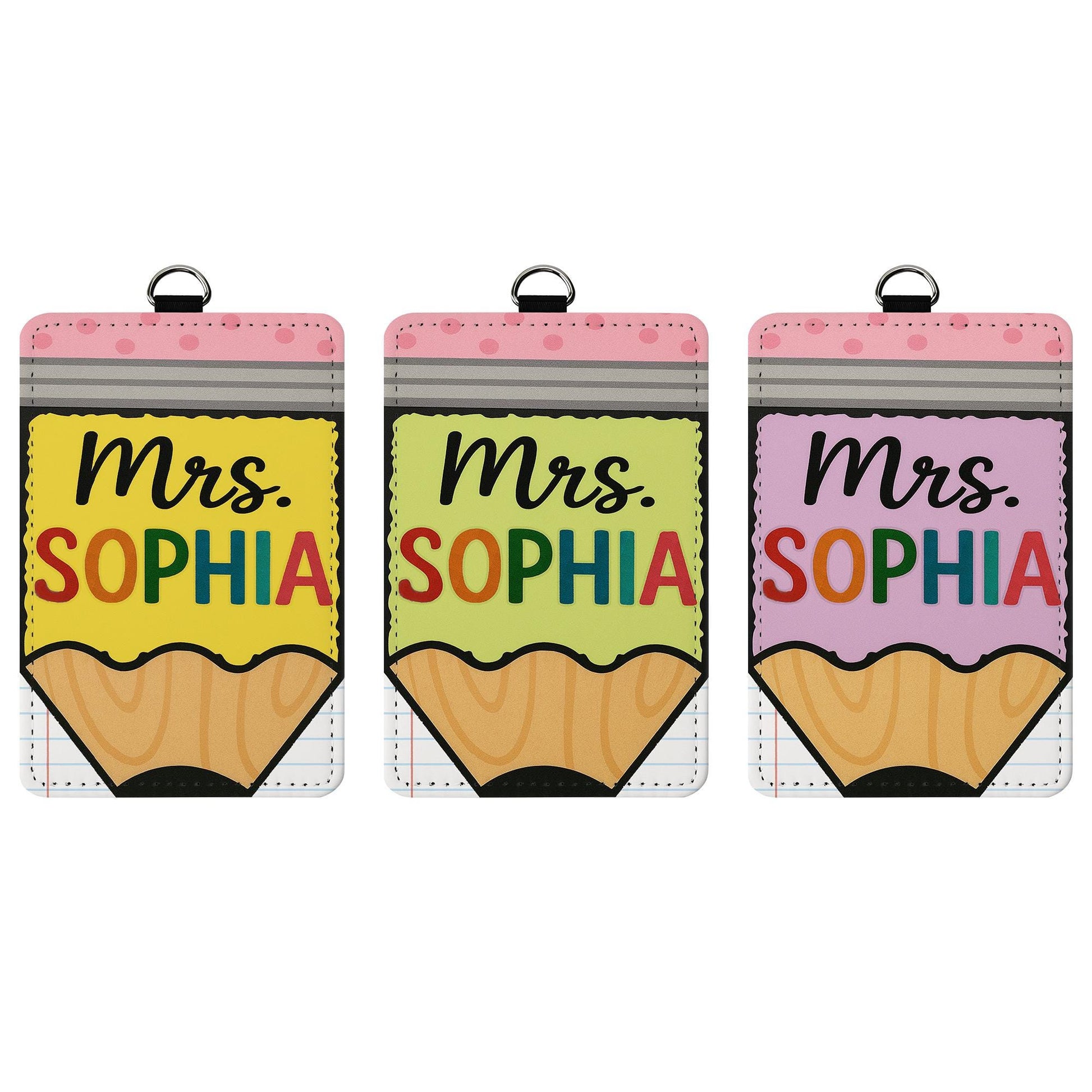 Personalized Teacher Badge, Teacher Name Tag, Pencil ID Holder, Custom Lanyard for Teachers, Cute School Badge Reel, Cute badge holder