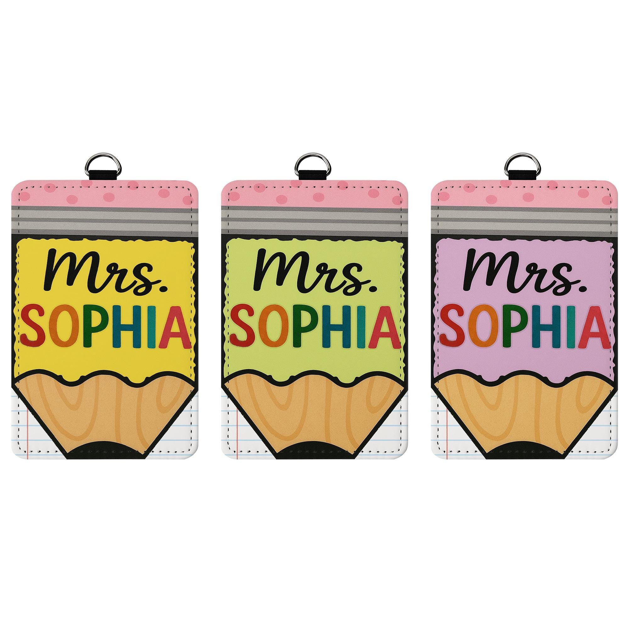 Personalized Teacher Badge, Teacher Name Tag, Pencil ID Holder, Custom Lanyard for Teachers, Cute School Badge Reel, Cute badge holder