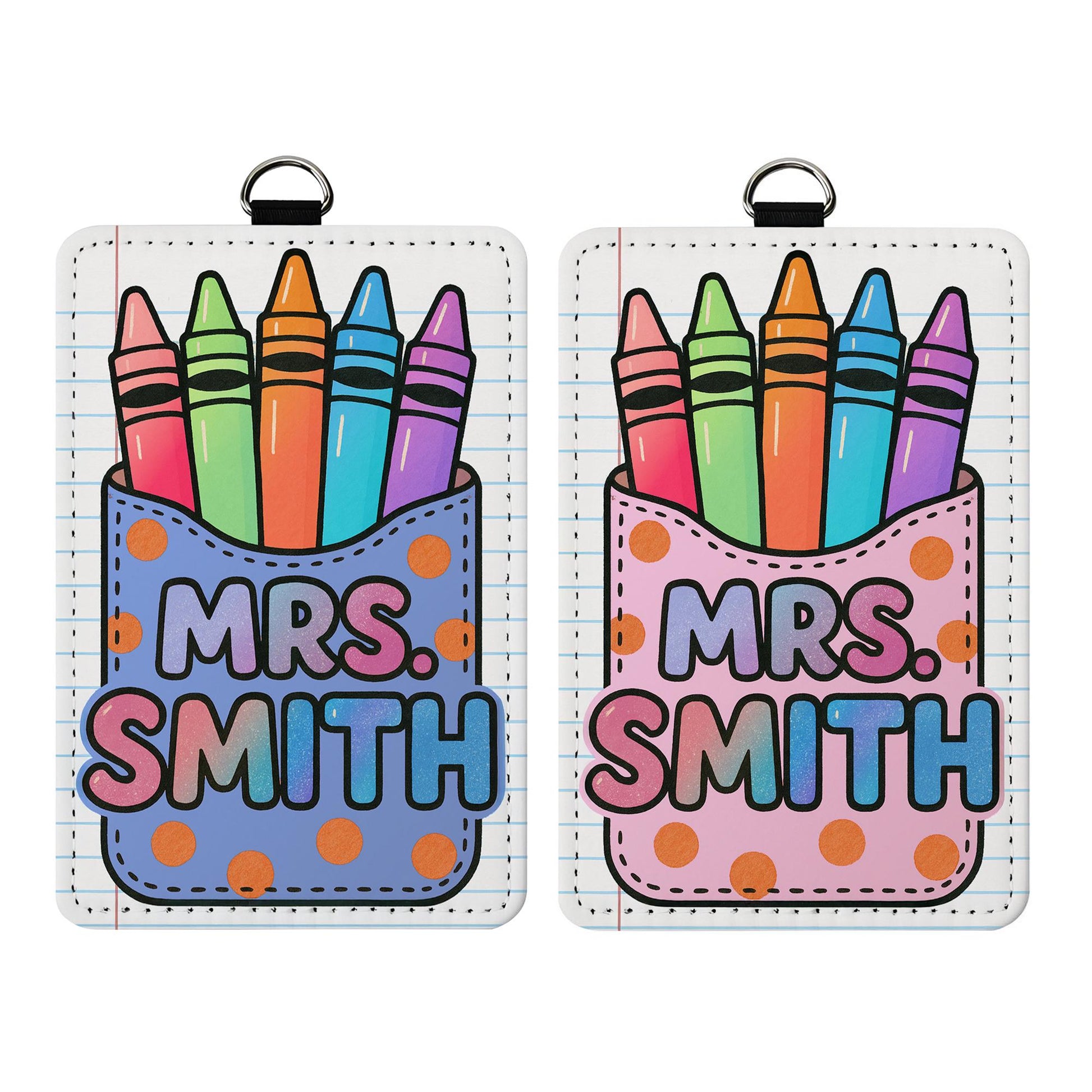 Teacher Badge Holder, Crayon Teacher ID Tag, Cute Name Badge for Classroom, Personalized Lanyard, Custom School Accessory, Cute  ID Tag