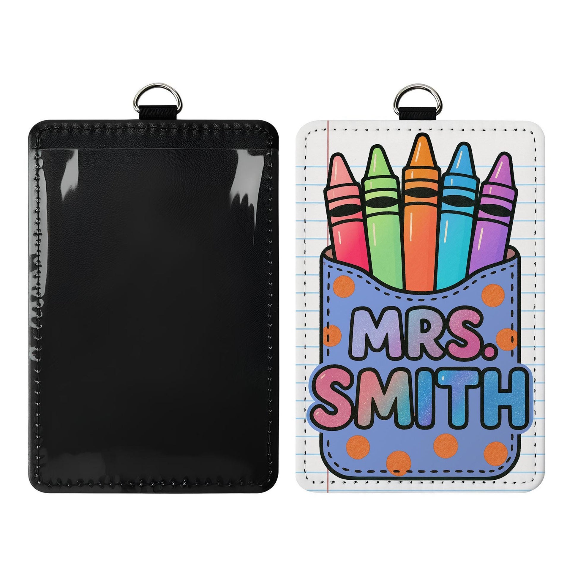 Teacher Badge Holder, Crayon Teacher ID Tag, Cute Name Badge for Classroom, Personalized Lanyard, Custom School Accessory, Cute  ID Tag