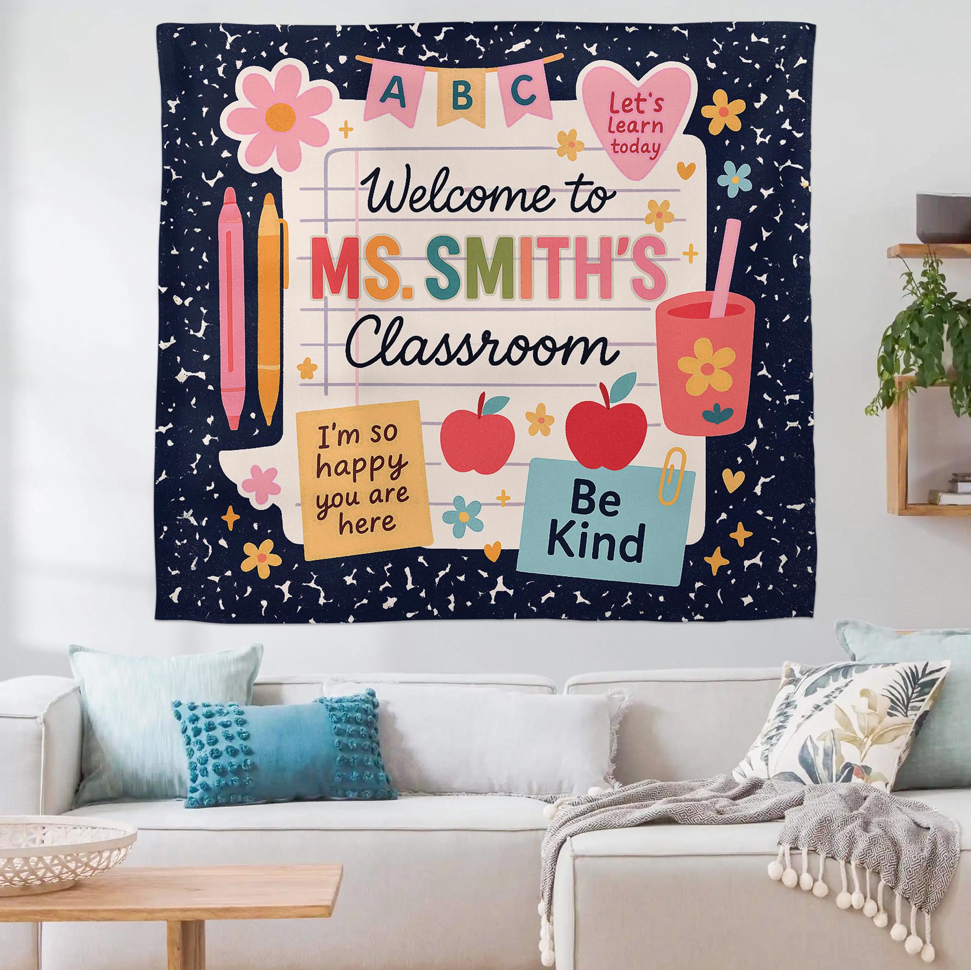 Welcome to Classroom Tapestry, Teacher Wall Decor, Kindergarten Backdrop, Be Kind Banner, Classroom Decoration, Back to school Cute Tapestry