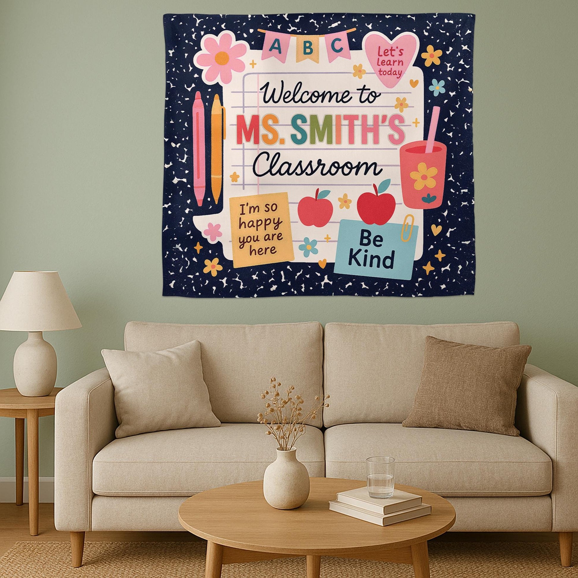 Welcome to Classroom Tapestry, Teacher Wall Decor, Kindergarten Backdrop, Be Kind Banner, Classroom Decoration, Back to school Cute Tapestry