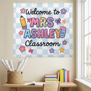 Personalized Classroom Tapestry, Welcome Banner for Teachers, Cute Wall Decor, Back to School Sign, Teacher Classroom Poster