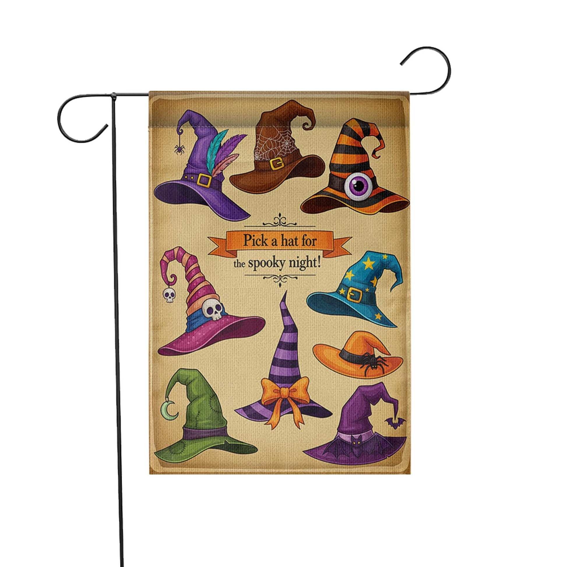 Halloween Witch Hat Garden Flag - Spooky Outdoor Yard Decor - Fall Porch Banner - Trick or Treat Sign - Witchy Welcome Decoration