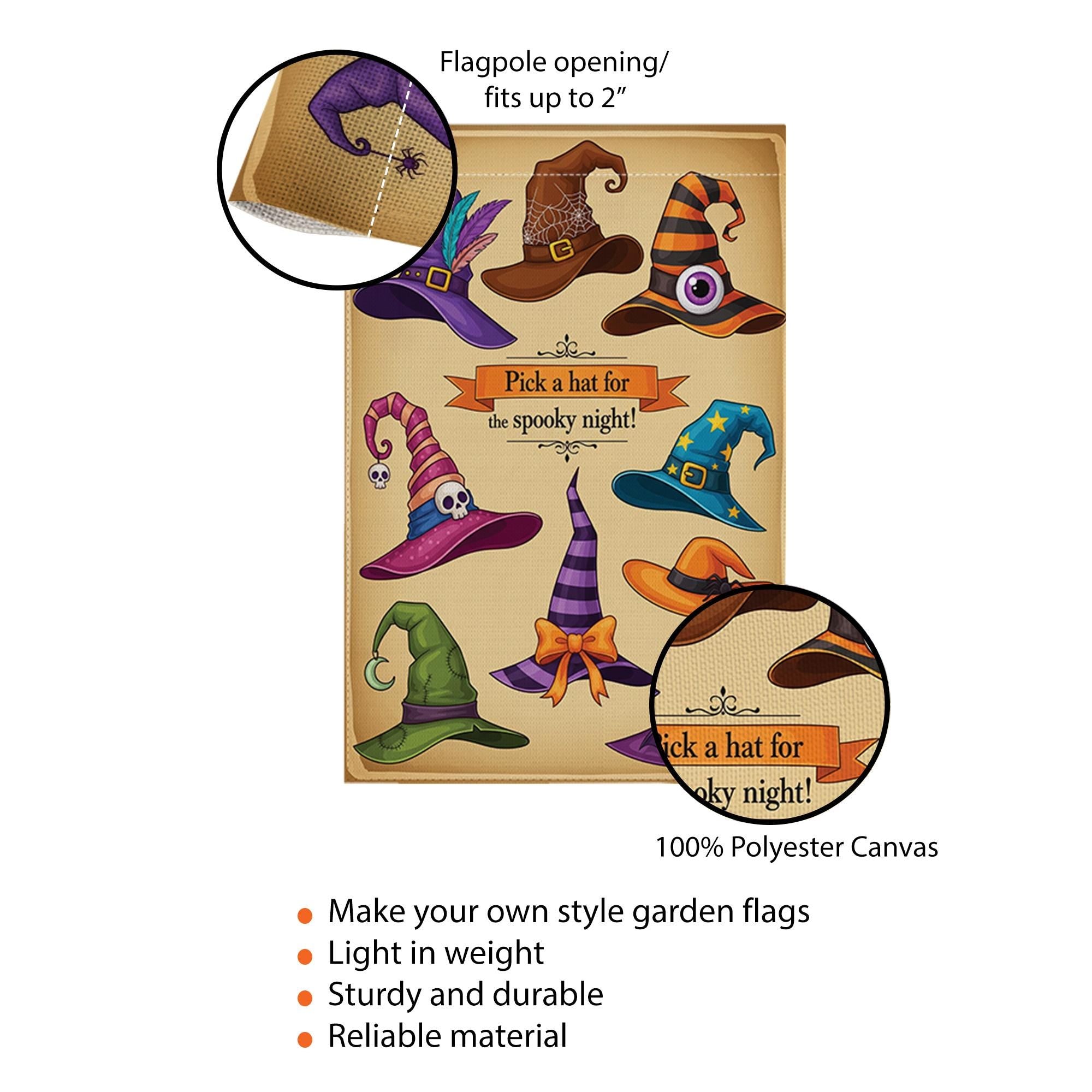 Halloween Witch Hat Garden Flag - Spooky Outdoor Yard Decor - Fall Porch Banner - Trick or Treat Sign - Witchy Welcome Decoration