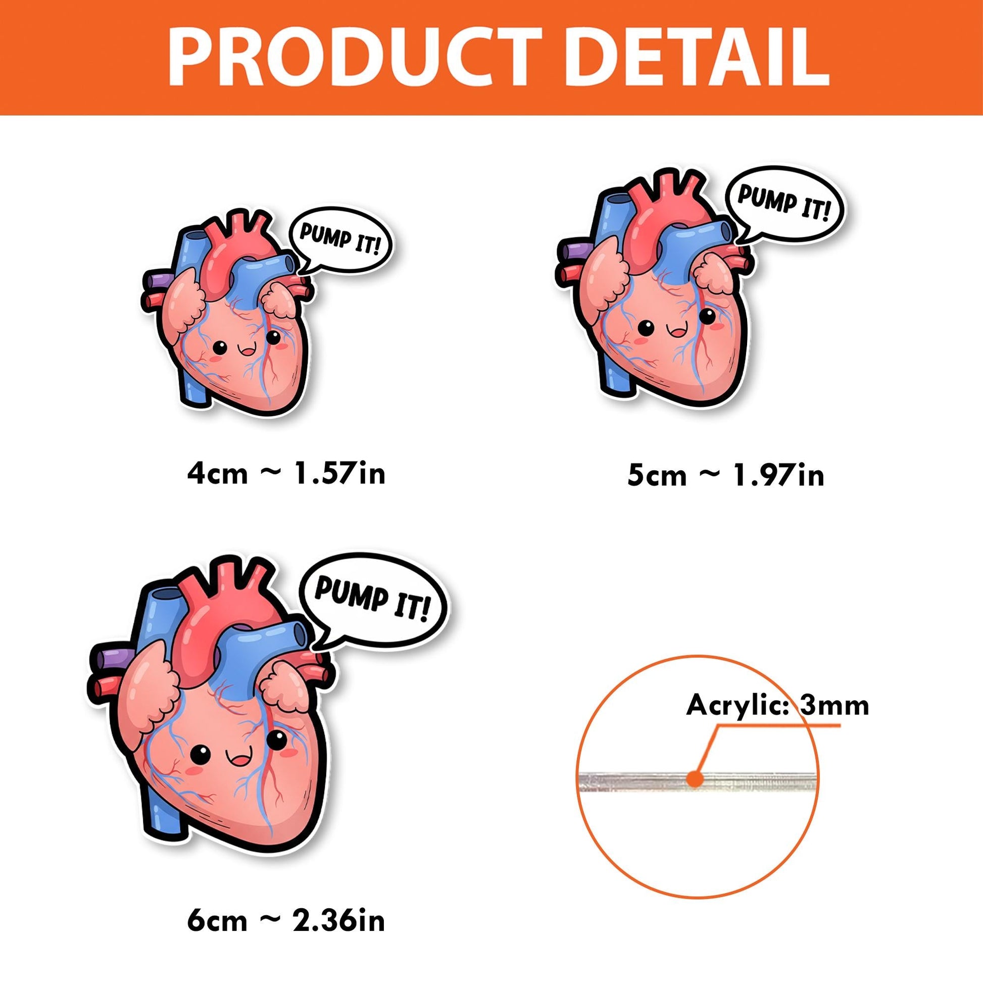 Funny Heart Badge Reel, Pump It Cardiology ID Clip, Cute Anatomical Heart Gift for Nurse, Doctor, CNA, Medical Student Accessory