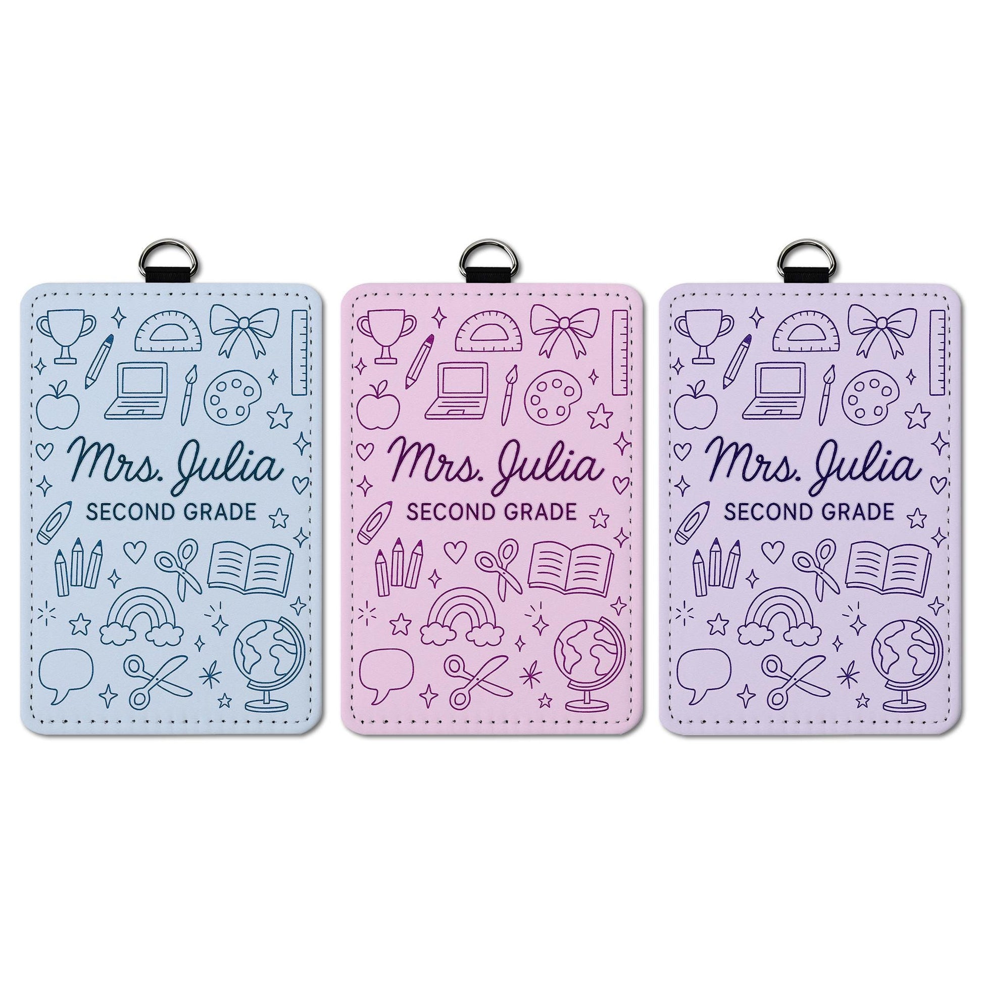 Personalized Teacher ID Badge Holder, Personalized Name Tag, Cute School Lanyard, Grade Teacher Gift, Classroom Accessories, Cute ID Badge