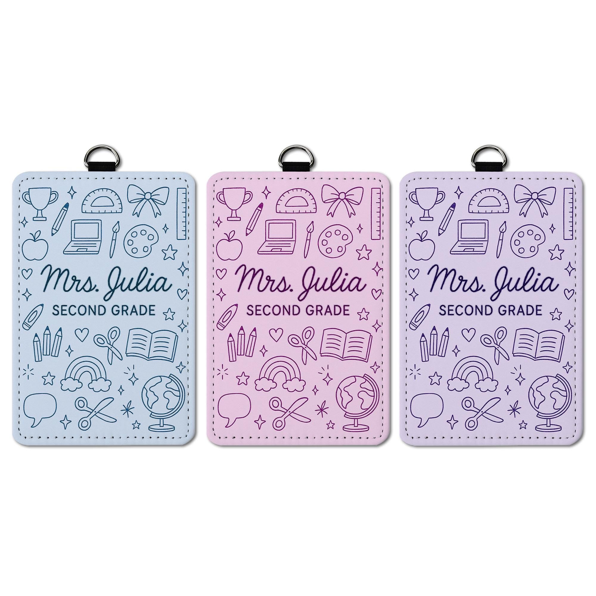 Personalized Teacher ID Badge Holder, Personalized Name Tag, Cute School Lanyard, Grade Teacher Gift, Classroom Accessories, Cute ID Badge