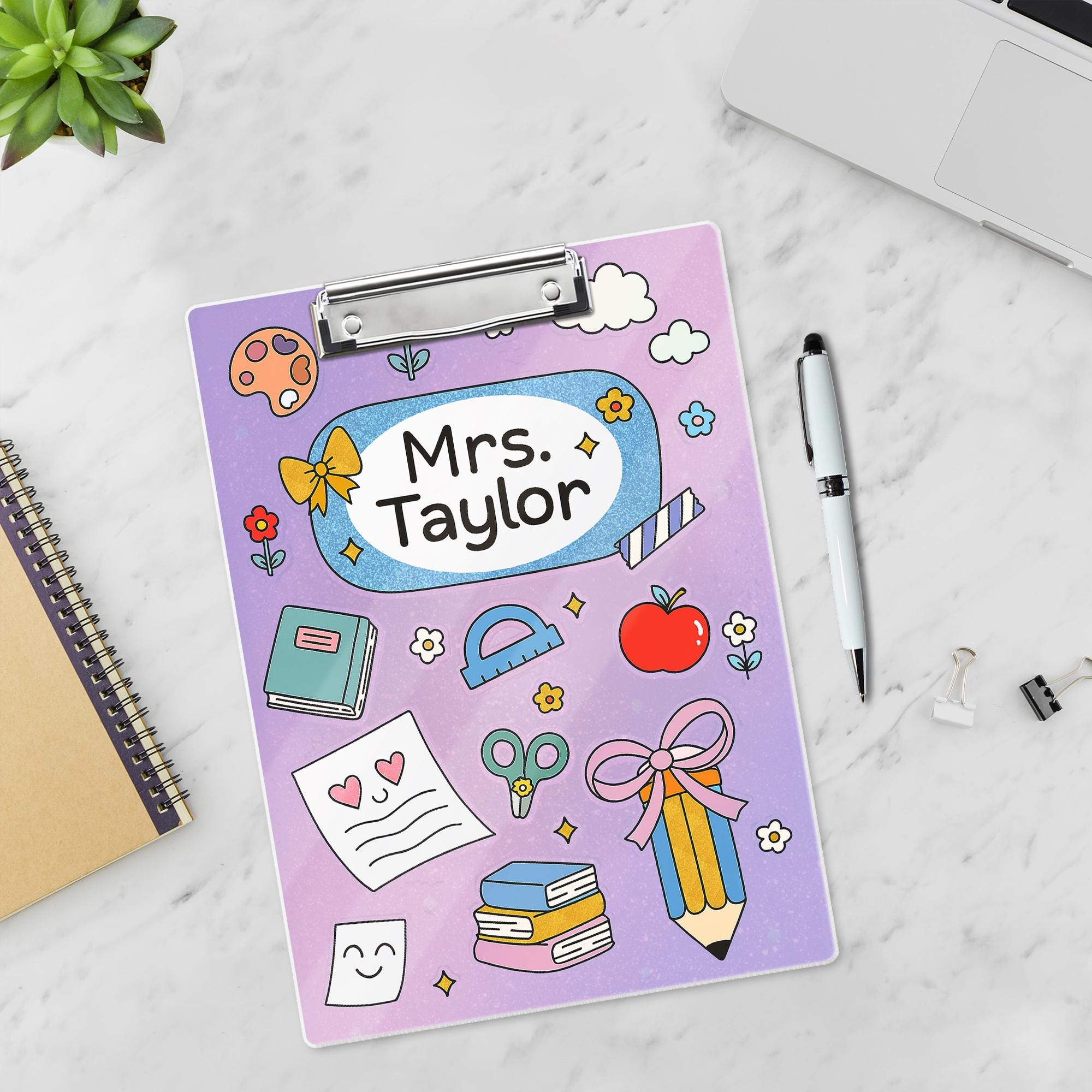 Personalized Teacher Clipboard, Cute School Clipboard, Custom Name Clipboard, Back to School Gift, Classroom Supplies for Teachers