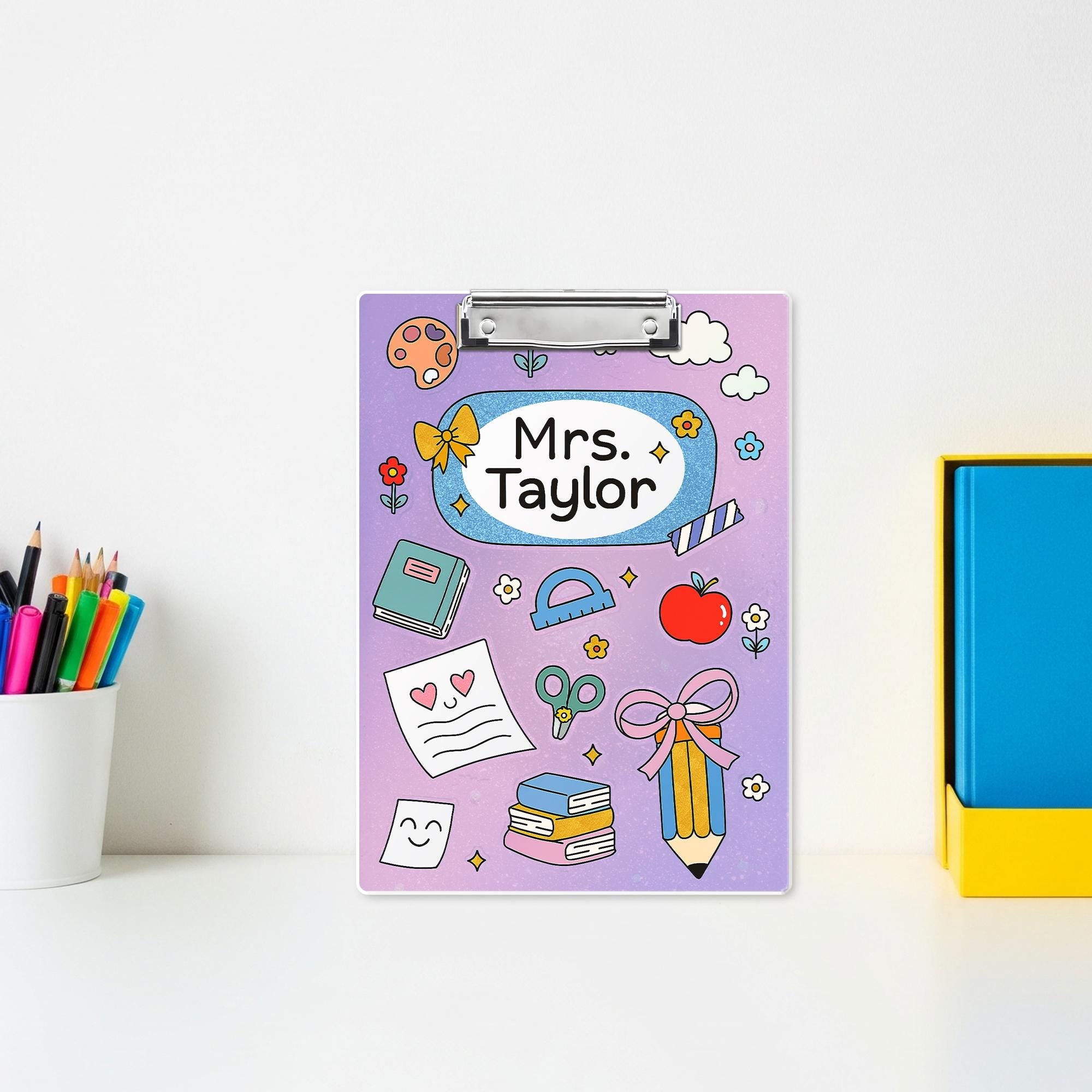 Personalized Teacher Clipboard, Cute School Clipboard, Custom Name Clipboard, Back to School Gift, Classroom Supplies for Teachers
