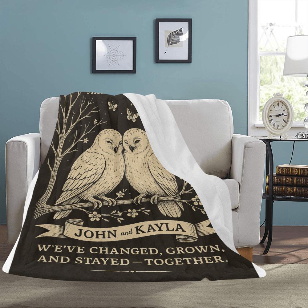 Custom Owl Couple Blanket, Personalized Anniversary Gift, Wedding Gift for Couple, Romantic Blanket, Gift for Him Her, Wedding Anniversary