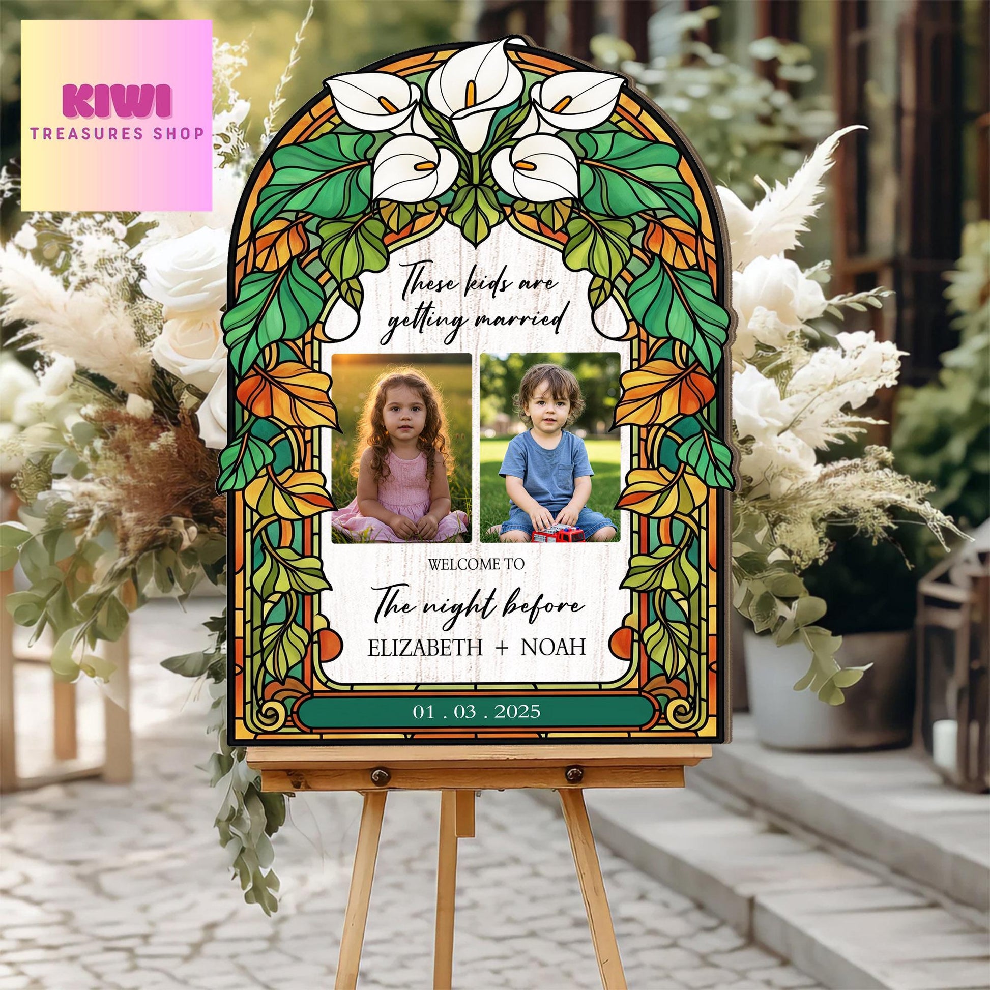 Custom Wedding Welcome Sign, “These Kids Are Getting Married” Style Photo Board, Night Before Wedding Party Decor