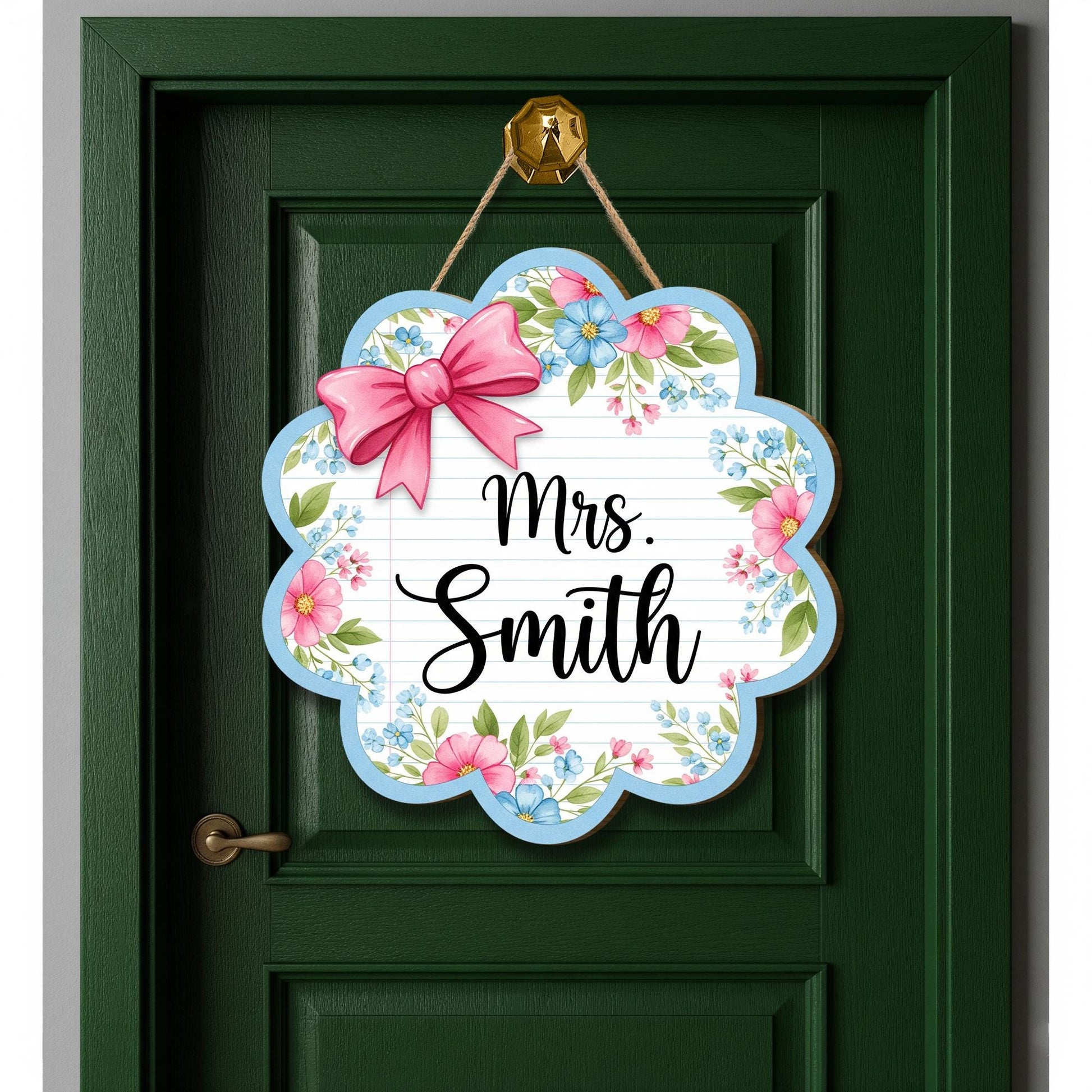 Personalized Teacher Door Hanger, Classroom Door Hanger, Class Welcome Sign, Preppy Grandmillenial Aesthetic Decor, Back To School Gift