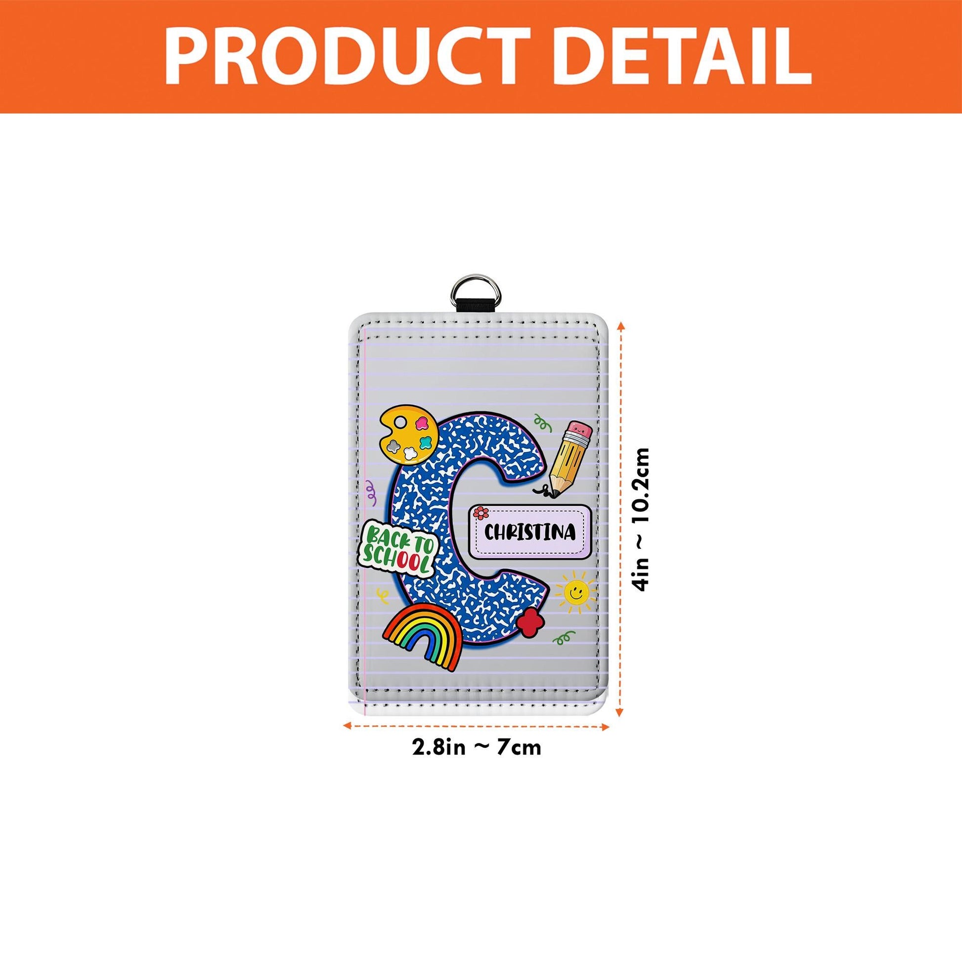 Personalized Teacher Lanyard ID Badge Holder | Back to School Name Tag with Alphabet Letter & Doodles | Cute Classroom Accessory
