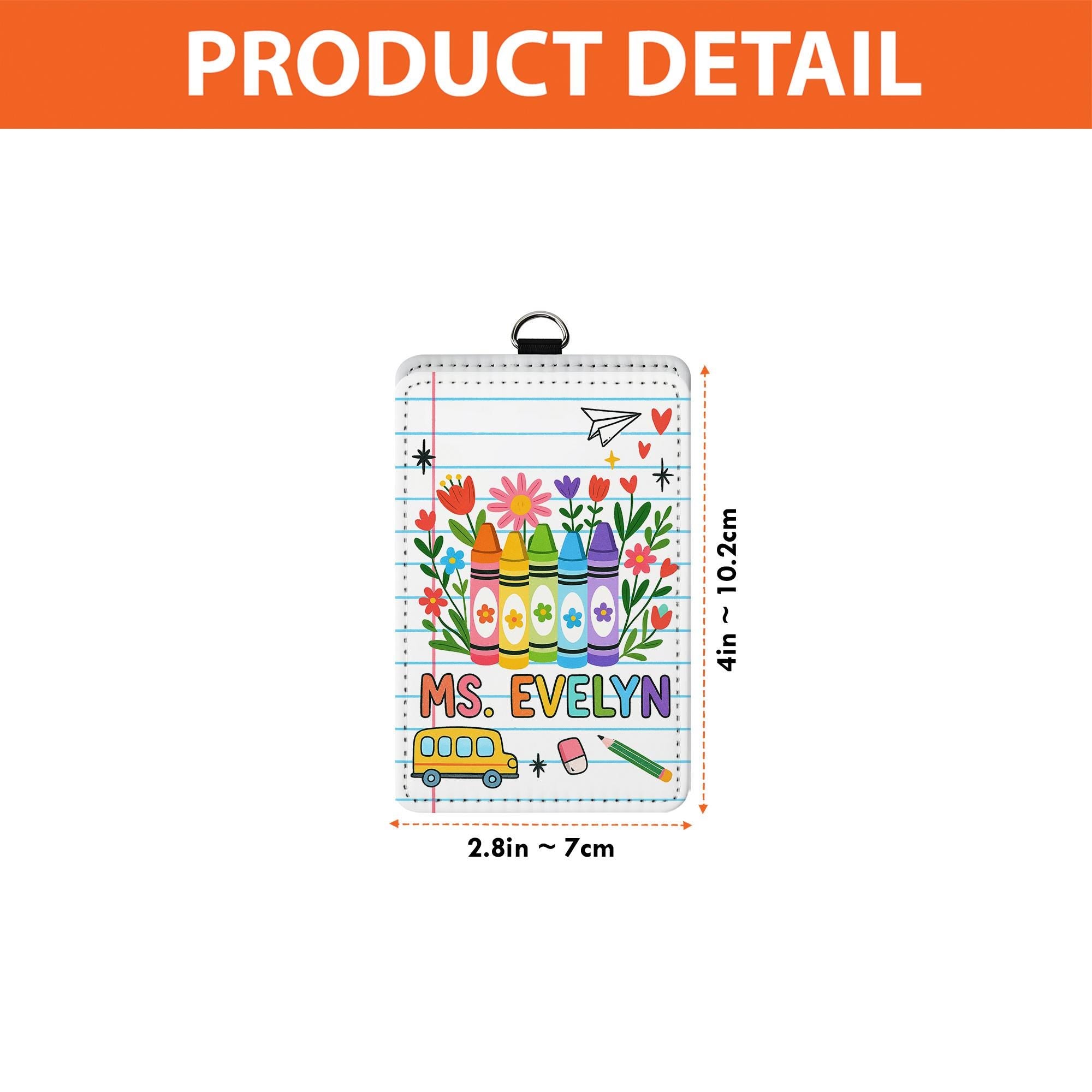 Personalized Teacher ID Badge Holder | Rainbow Crayon Name Tag for Teachers, Educators | Cute Back to School Lanyard Classroom Accessory