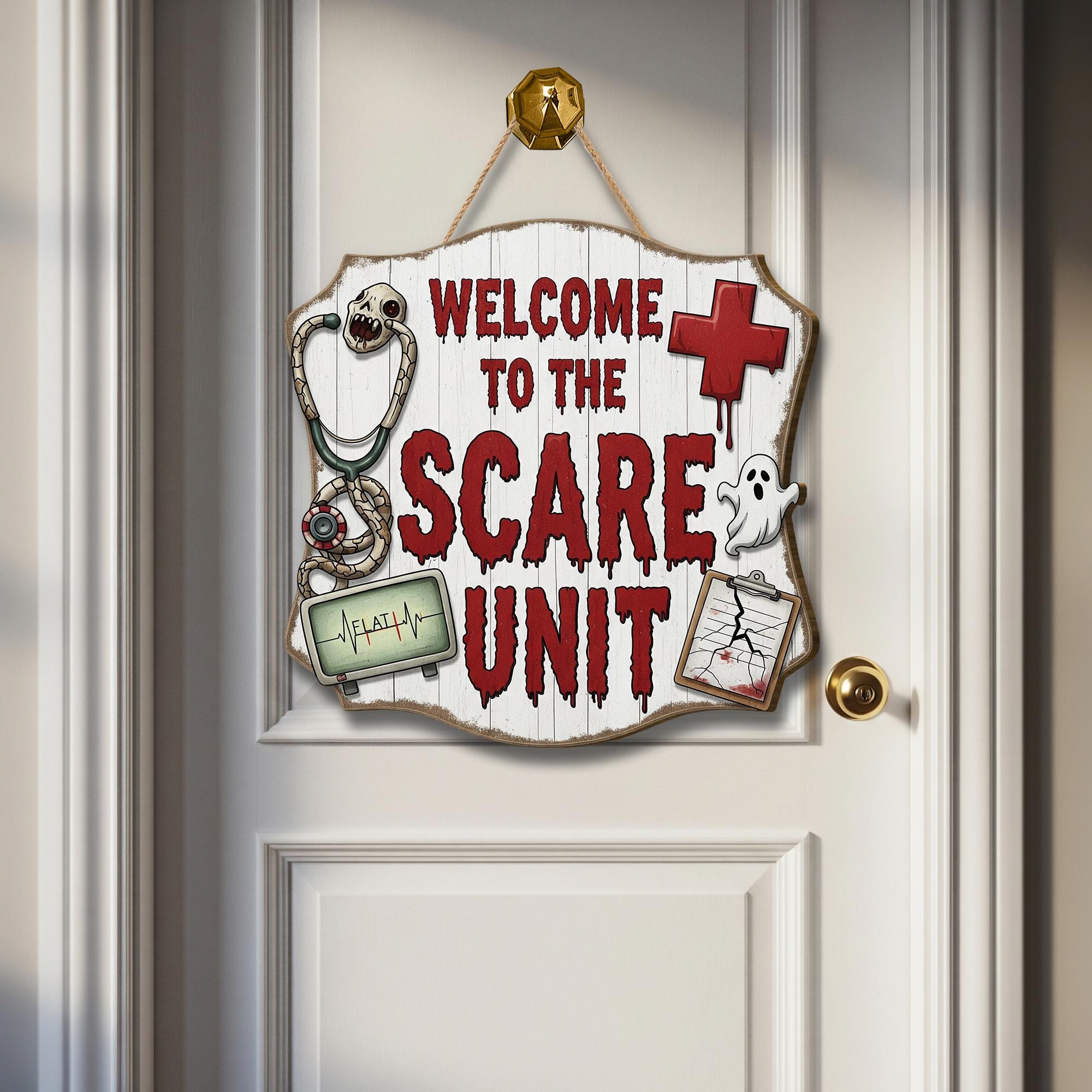 Halloween Nurse Door Sign – Scare Unit Decor for Hospital, Clinic or ER – Funny Medical Halloween Hanging Sign