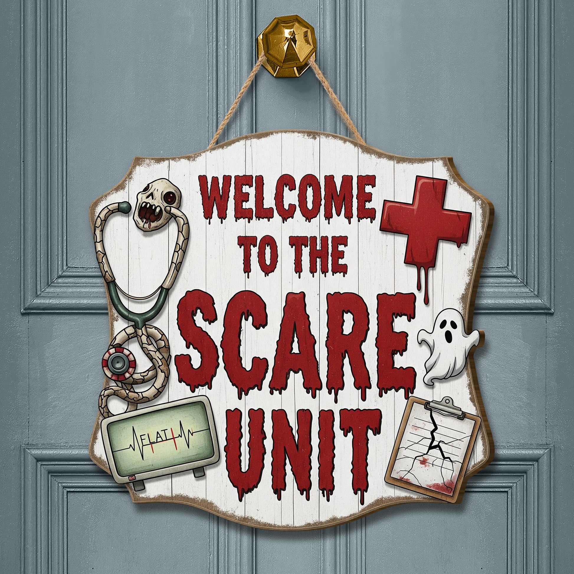Halloween Nurse Door Sign – Scare Unit Decor for Hospital, Clinic or ER – Funny Medical Halloween Hanging Sign