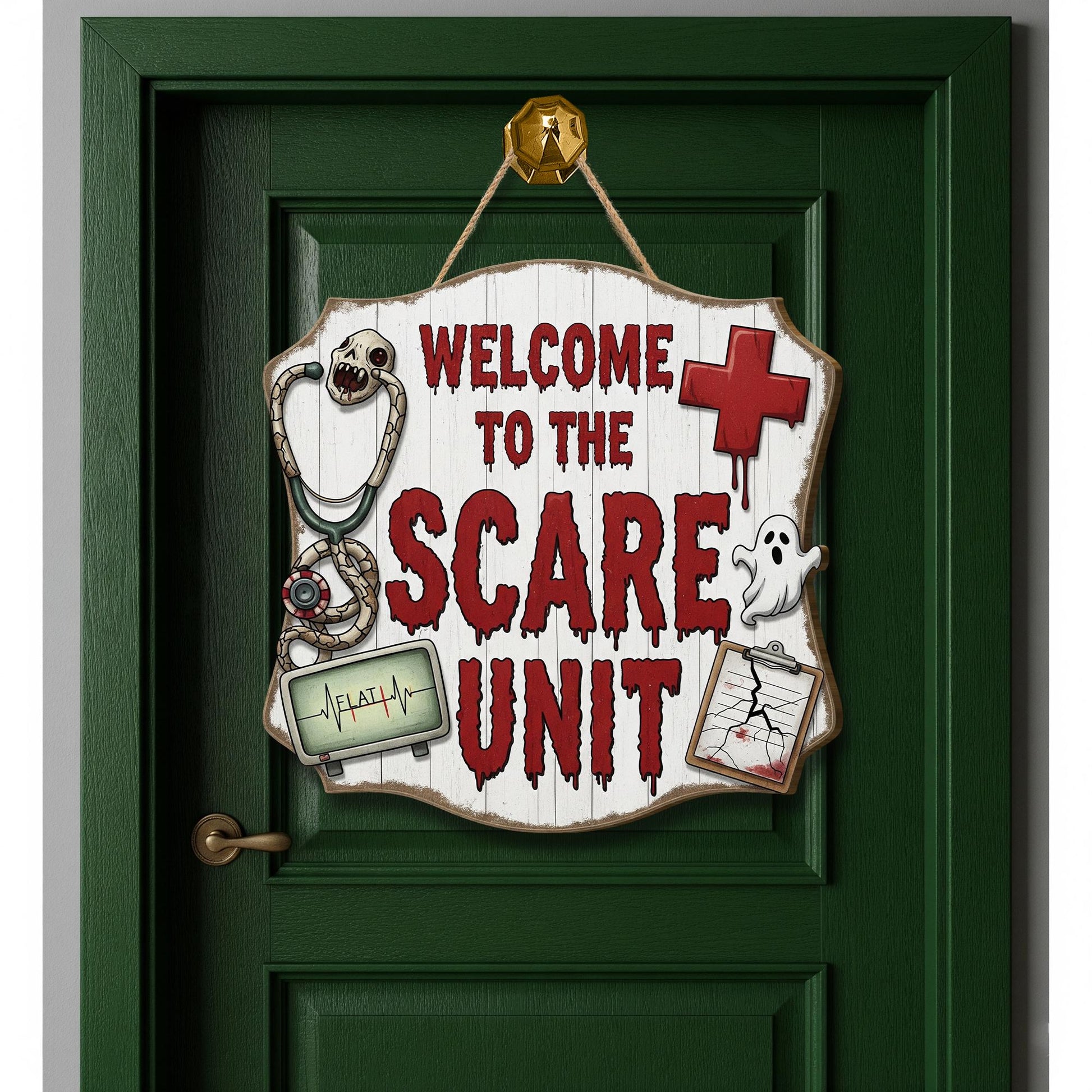 Halloween Nurse Door Sign – Scare Unit Decor for Hospital, Clinic or ER – Funny Medical Halloween Hanging Sign