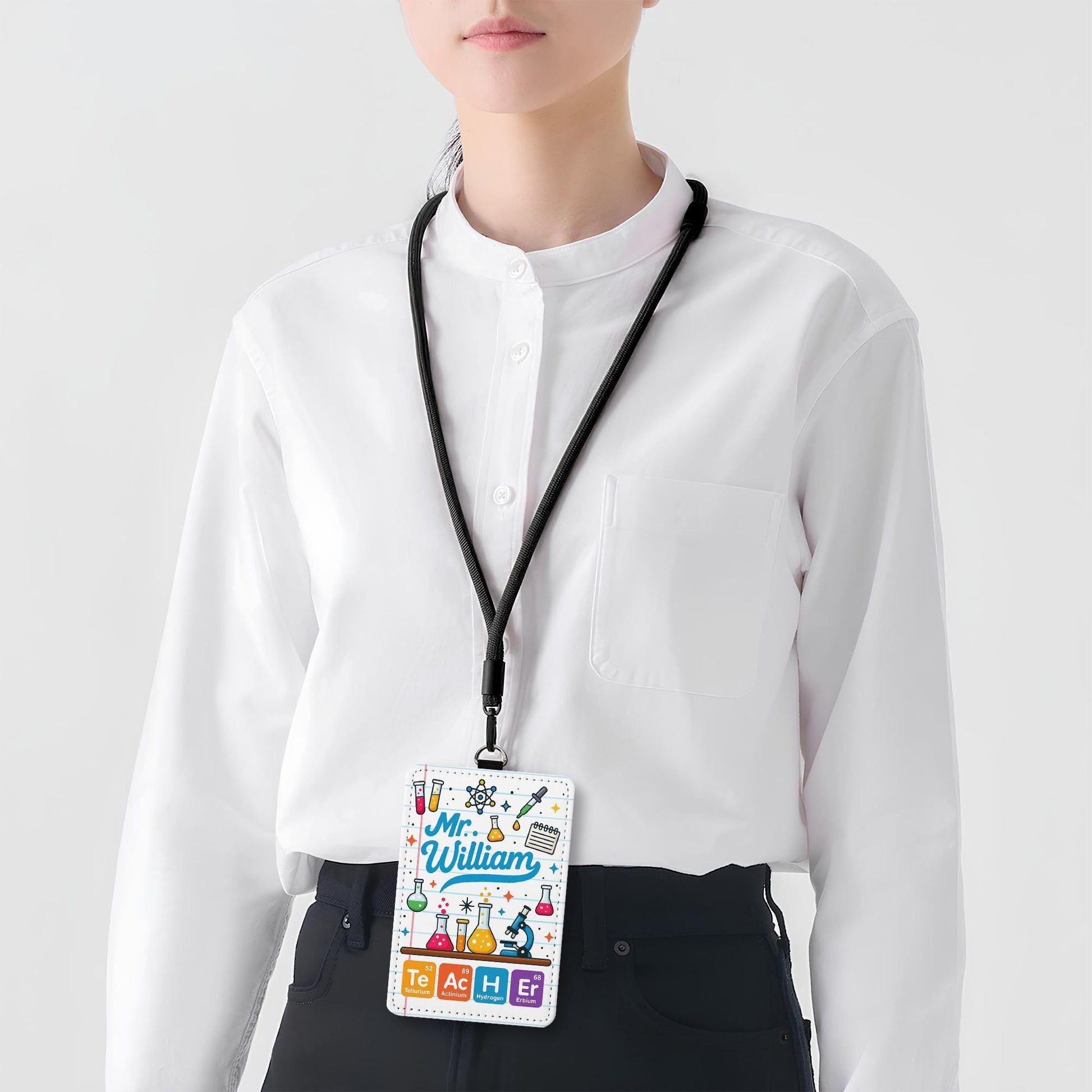 Science Teacher ID Badge Holder | Personalized Chemistry Name Tag for Teachers, Educators | Fun Back to School Lab Lanyard Accessory