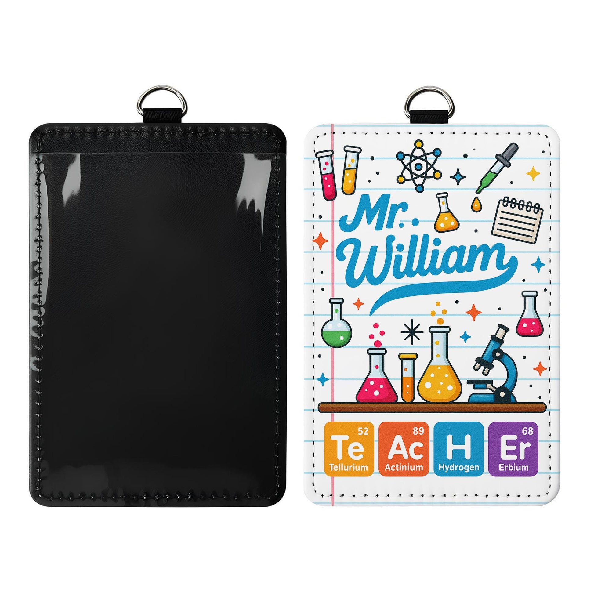 Science Teacher ID Badge Holder | Personalized Chemistry Name Tag for Teachers, Educators | Fun Back to School Lab Lanyard Accessory