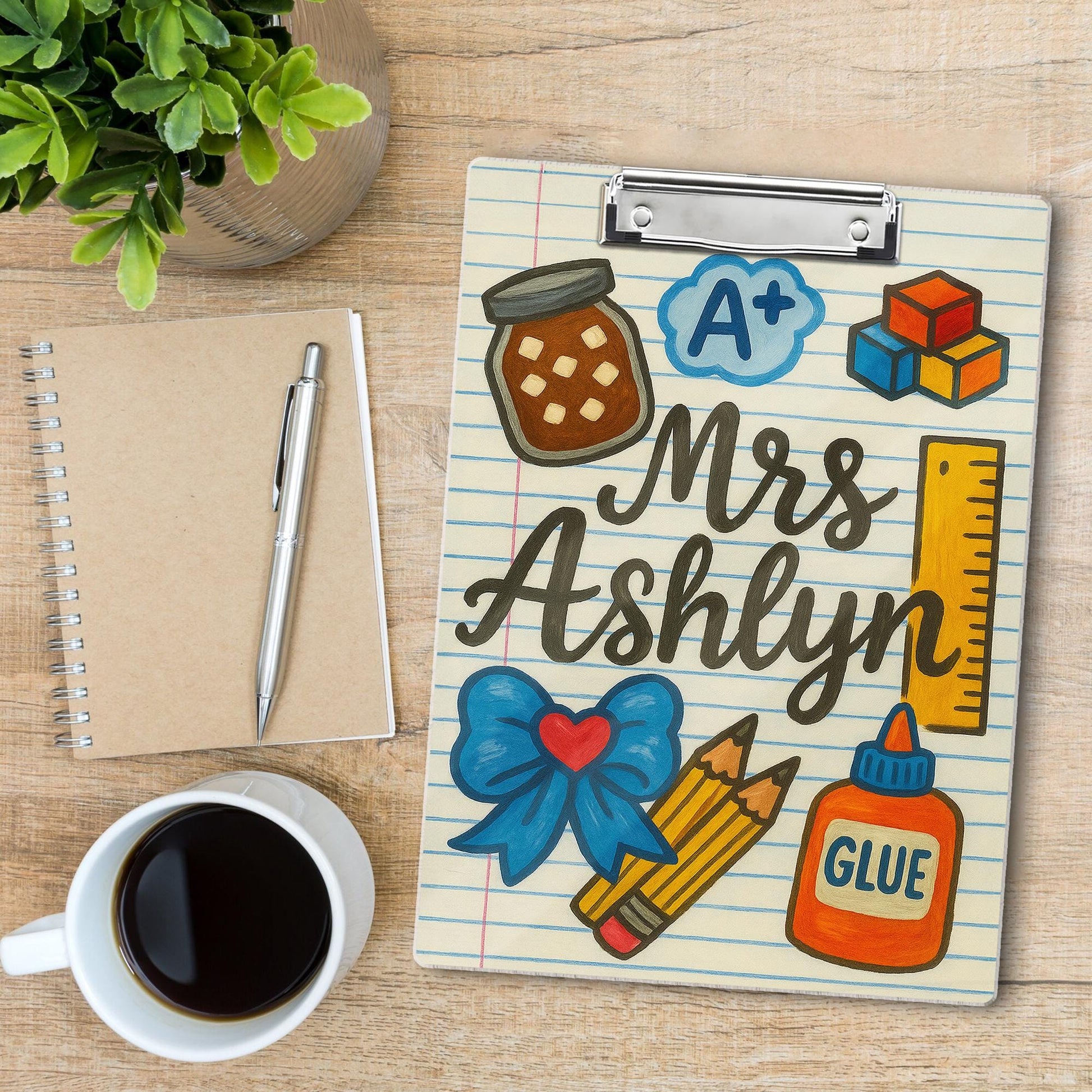 Personalized Teacher Clipboard, Custom Name School Clipboard, Cute Classroom Gift for Teachers, Back to School Teacher Supplies