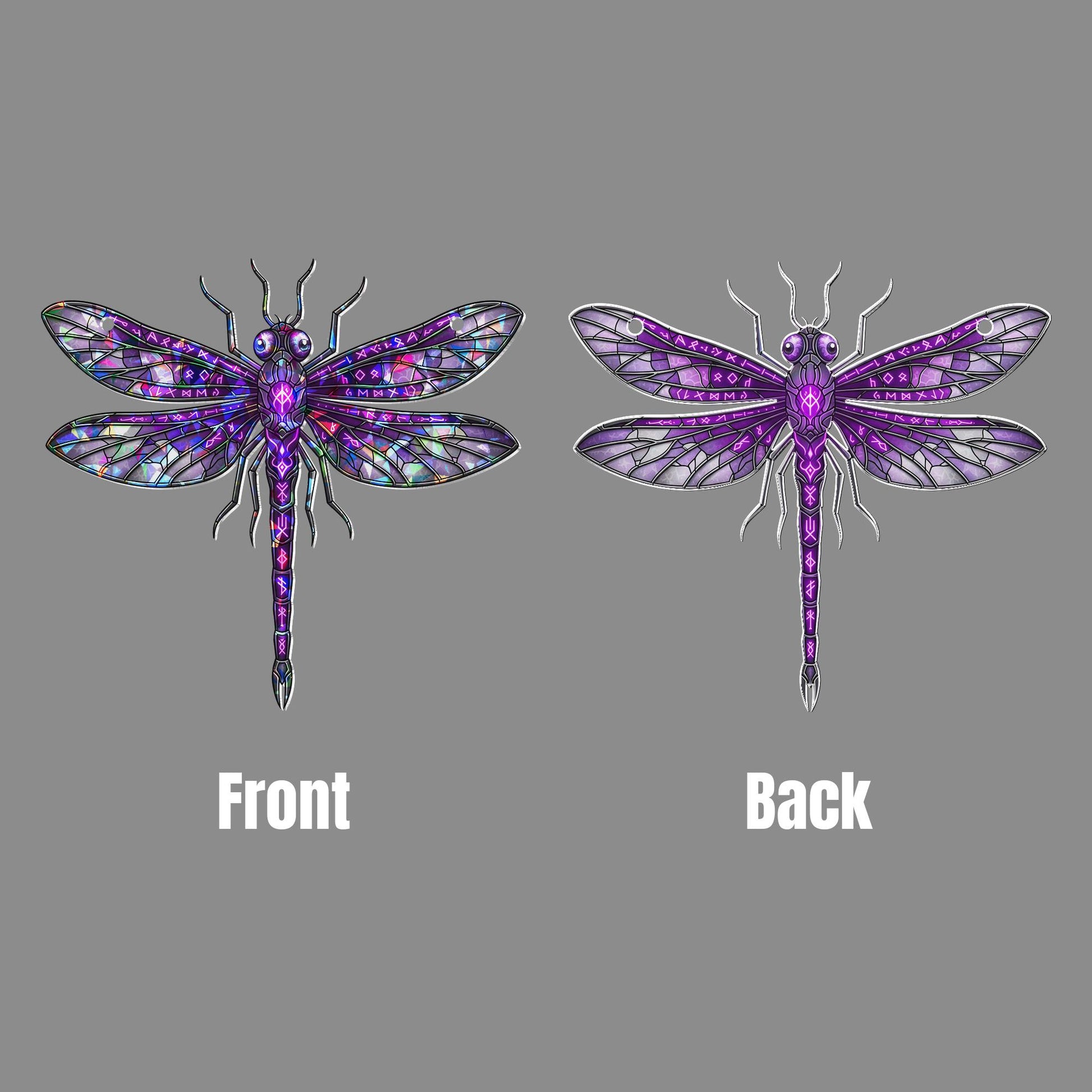 Purple Dragonfly Suncatcher Stained Glass Insect Window Hanging Boho Gothic Decor