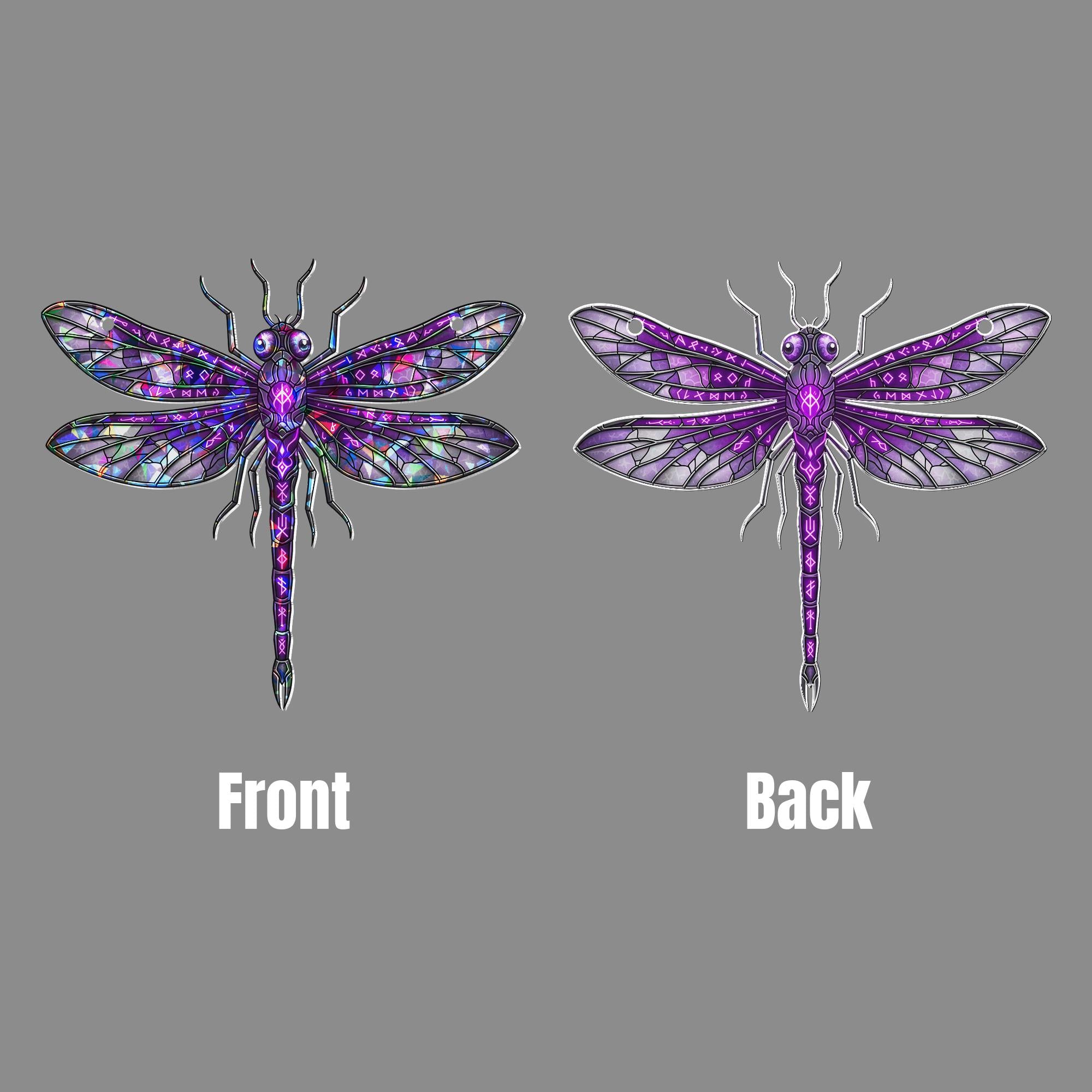 Purple Dragonfly Suncatcher Stained Glass Insect Window Hanging Boho Gothic Decor