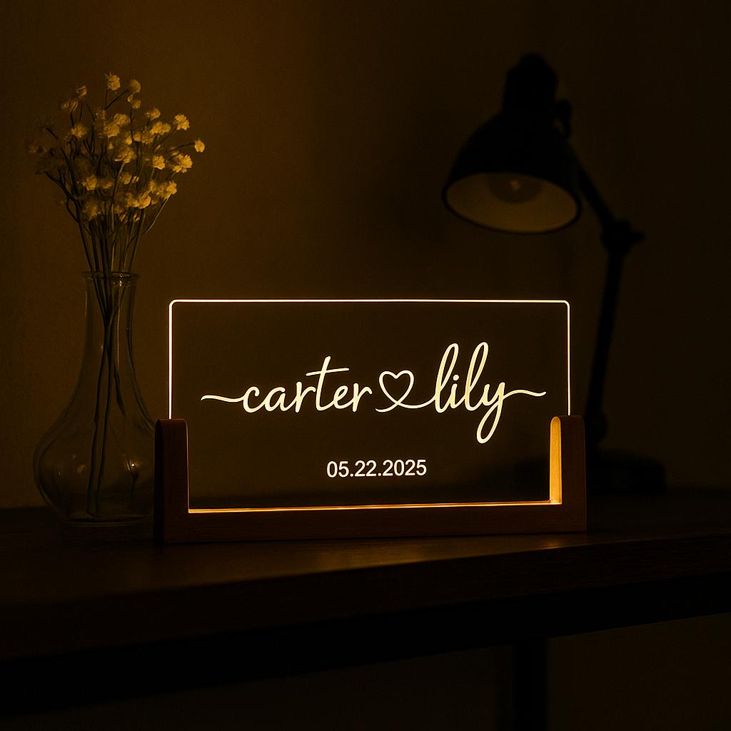 Custom LED Name Night Light Wedding Gift – Personalized Couple Sign with Date – Romantic Bedroom Decor, Engagement or Anniversary Gift