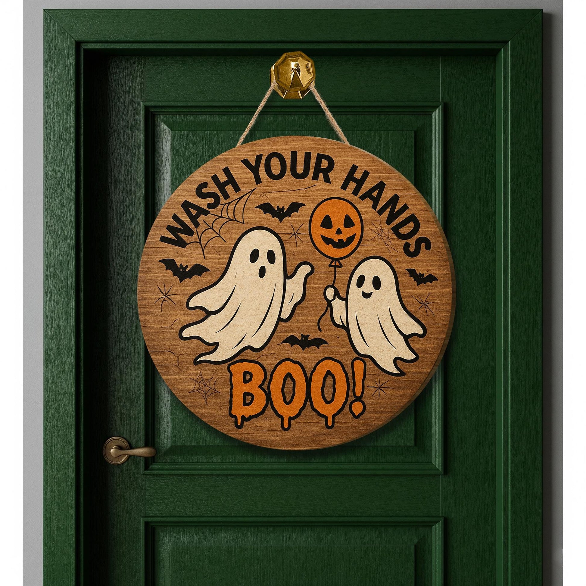 Wash Your Hands Boo Sign, Funny Halloween Bathroom Wood Decor, Ghost Hand Washing Sign, Spooky Wall Hanging, Halloween Door Plaque