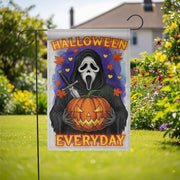Halloween Everyday Garden Flag, Horror Movie Slasher Yard Sign, Scary Mask Porch Decor, Spooky Ghost Fan Art, Fall Welcome Banner