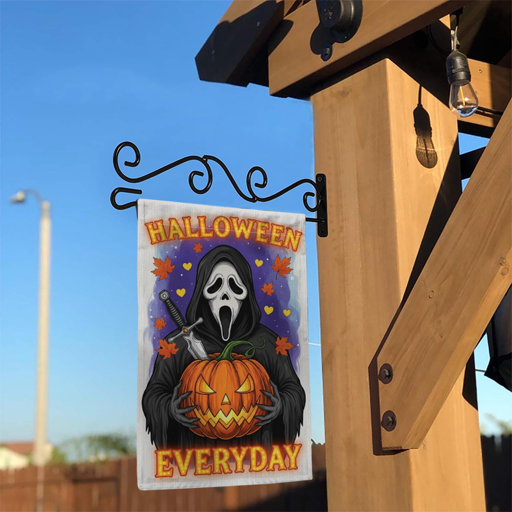 Halloween Everyday Garden Flag, Horror Movie Slasher Yard Sign, Scary Mask Porch Decor, Spooky Ghost Fan Art, Fall Welcome Banner
