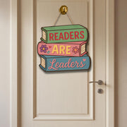 Readers Are Leaders Wooden Sign, Classroom Library Door Decor, Book Lover Gift, Teacher Reading Quote Wall Hanging, Library Welcome Sign