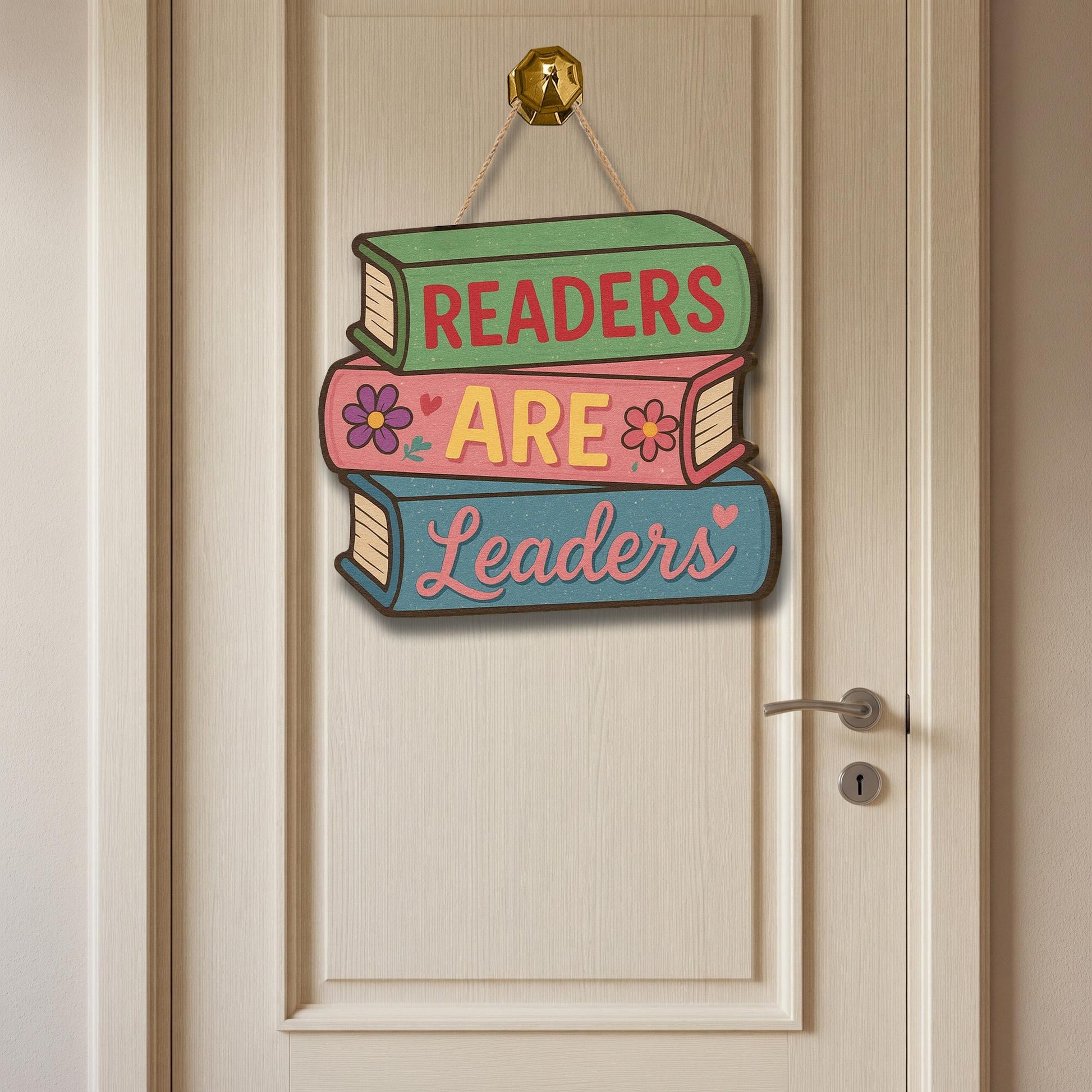 Readers Are Leaders Wooden Sign, Classroom Library Door Decor, Book Lover Gift, Teacher Reading Quote Wall Hanging, Library Welcome Sign