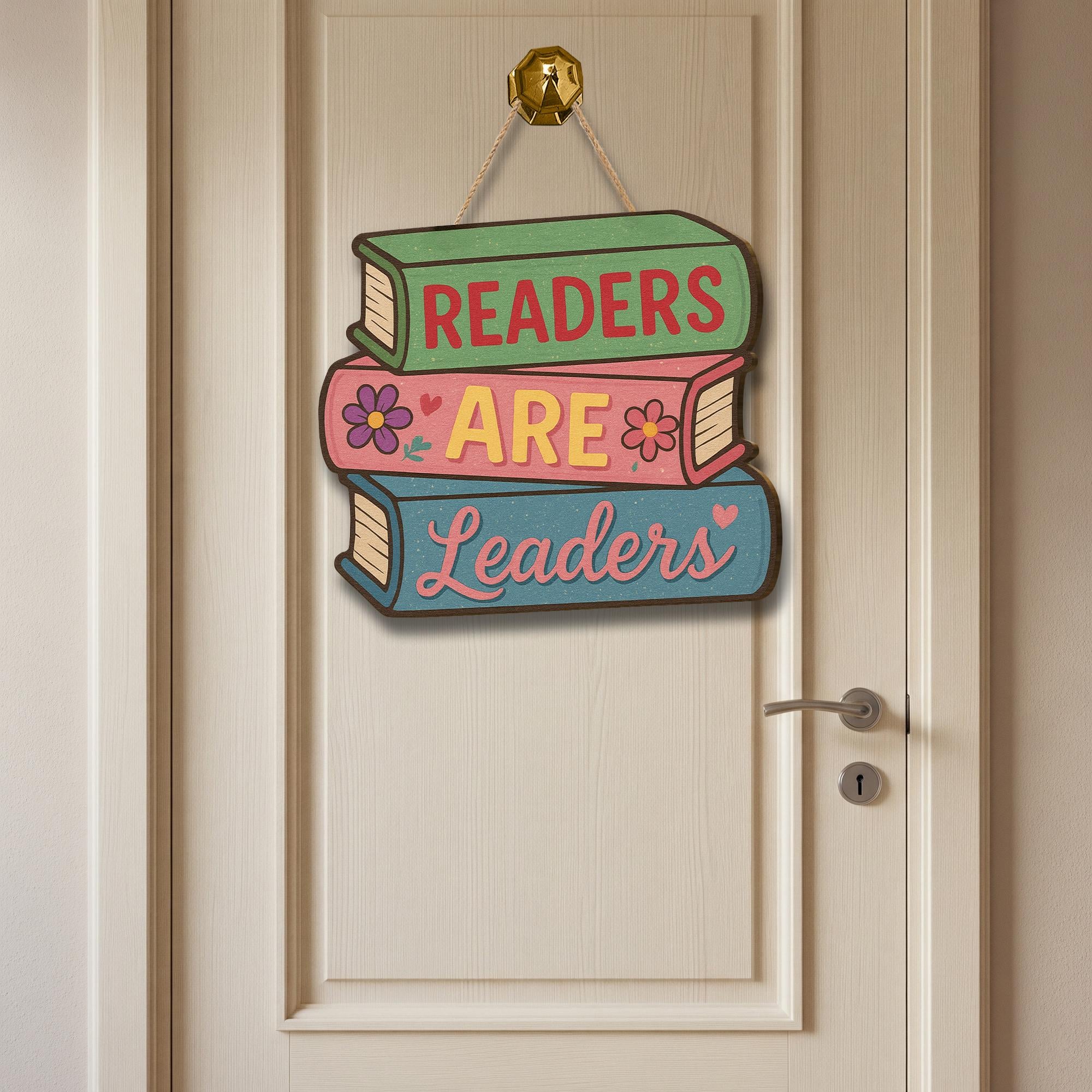 Readers Are Leaders Wooden Sign, Classroom Library Door Decor, Book Lover Gift, Teacher Reading Quote Wall Hanging, Library Welcome Sign