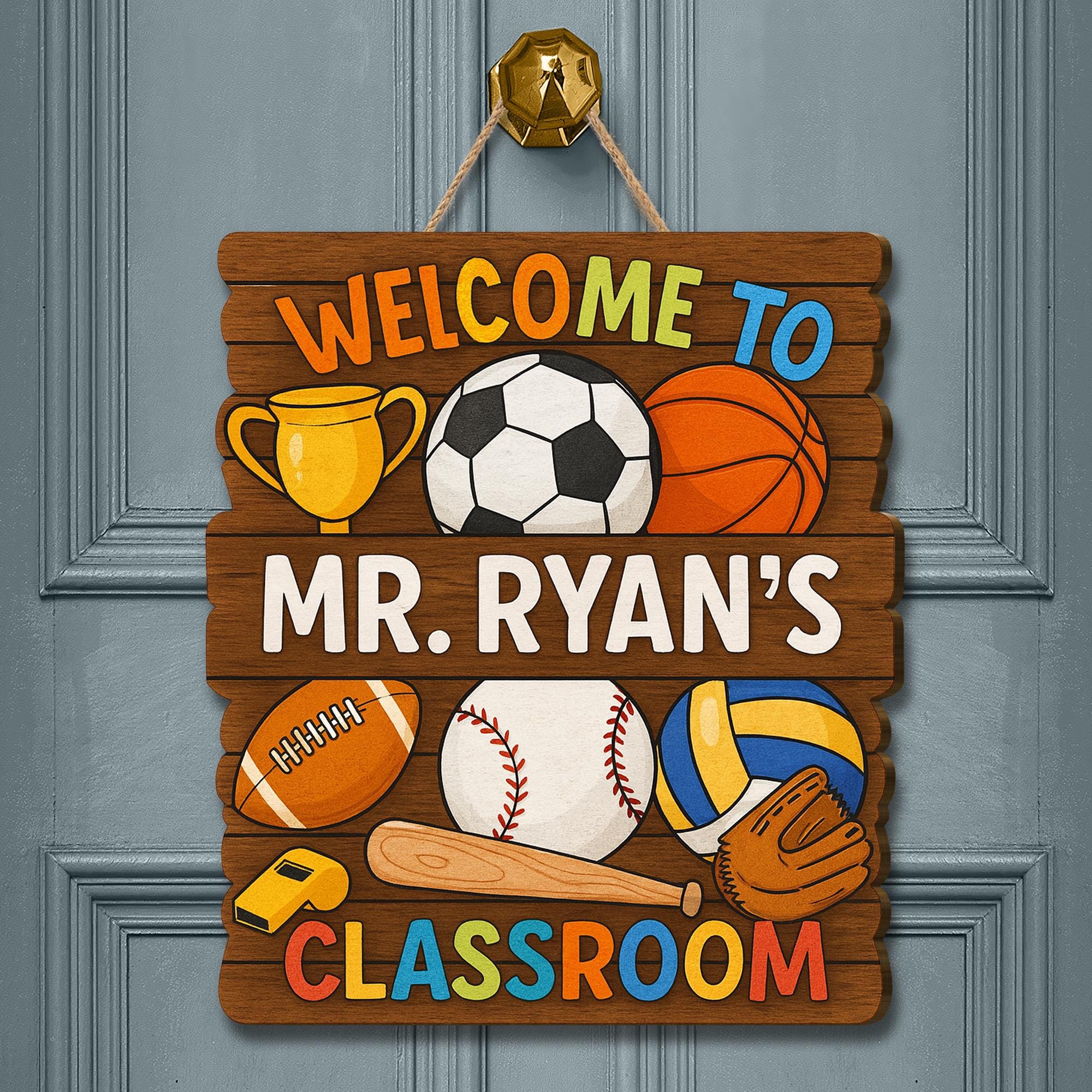 Sports Theme Classroom Door Sign, Welcome Sign for Teacher Classroom, Educators | Personalized Teacher Decor for PE or Coaches, Sport School