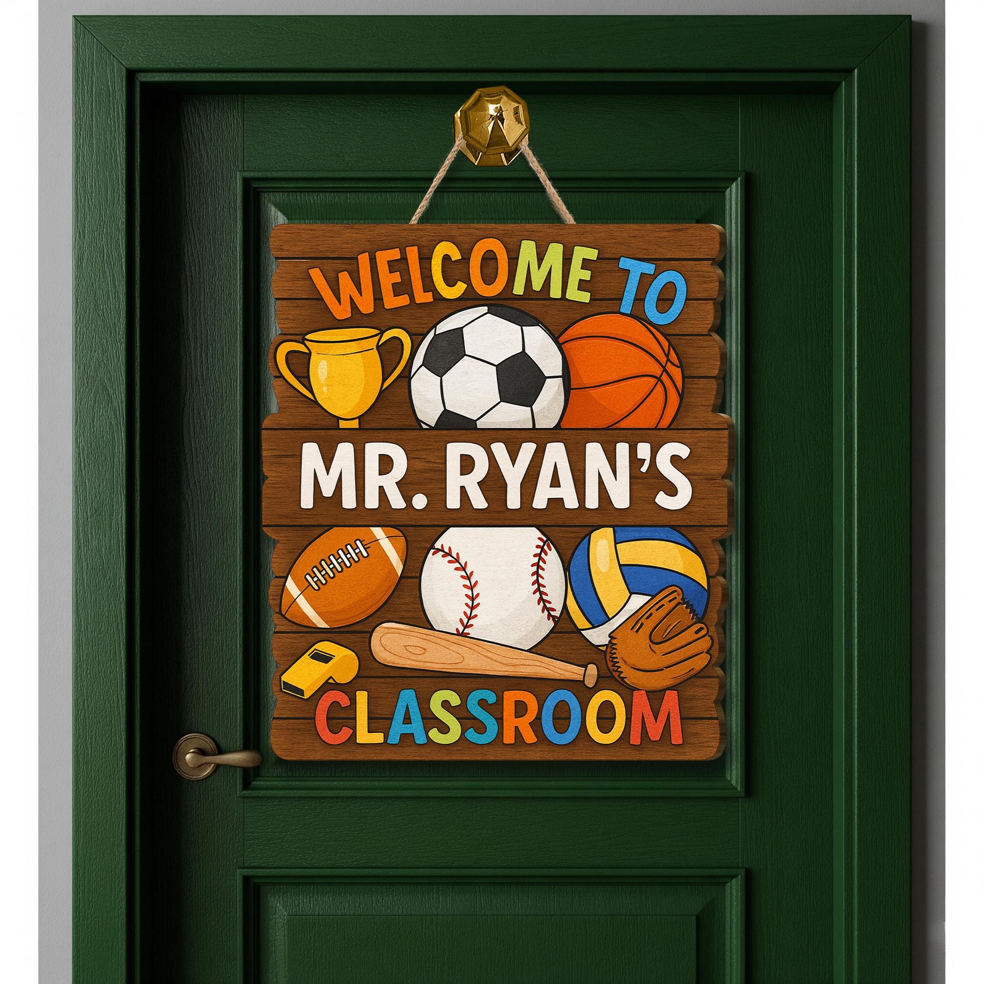 Sports Theme Classroom Door Sign, Welcome Sign for Teacher Classroom, Educators | Personalized Teacher Decor for PE or Coaches, Sport School